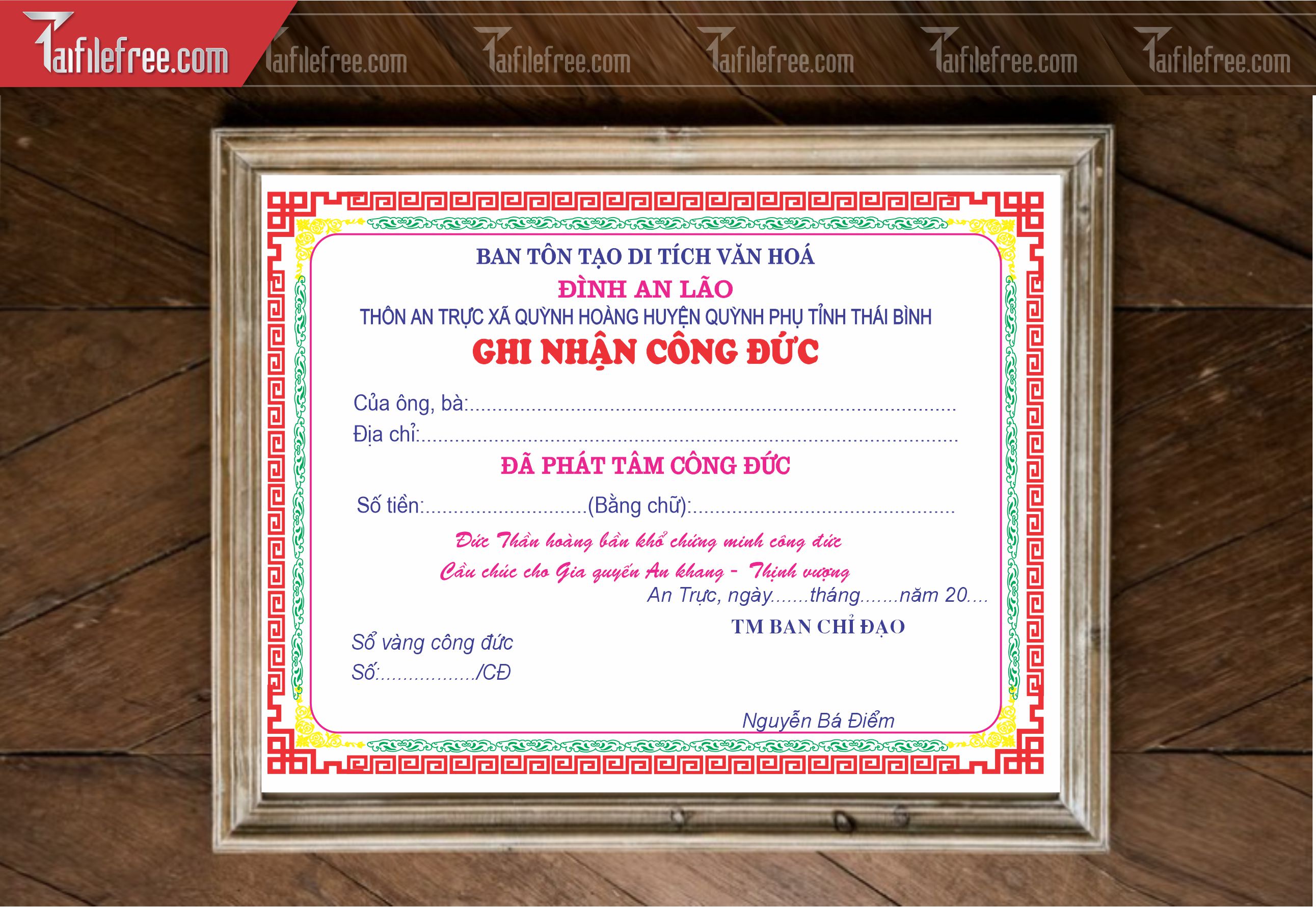 Giấy Ghi Nhận Công Đức_GK148