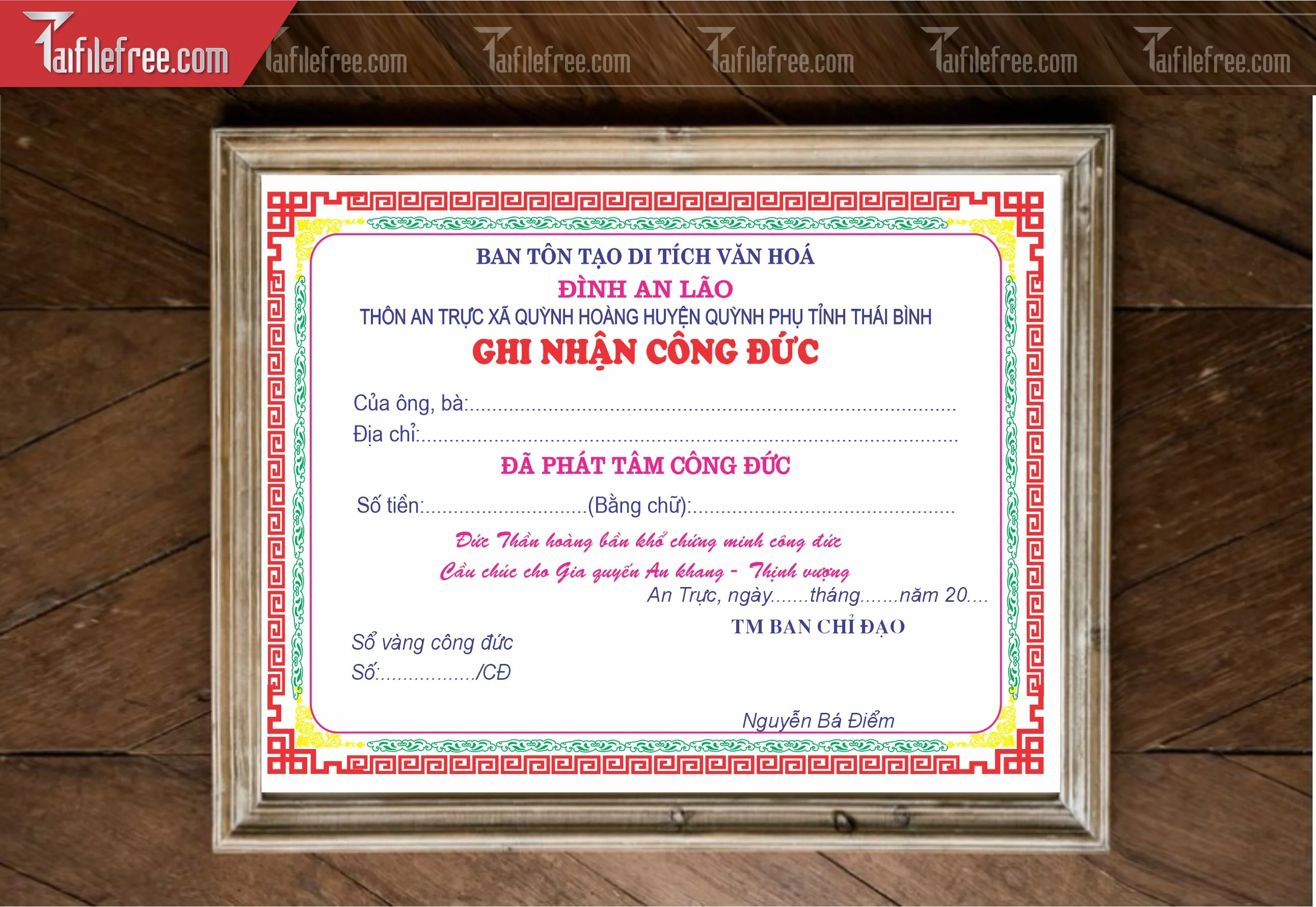 Giấy Ghi Nhận Công Đức_GK148
