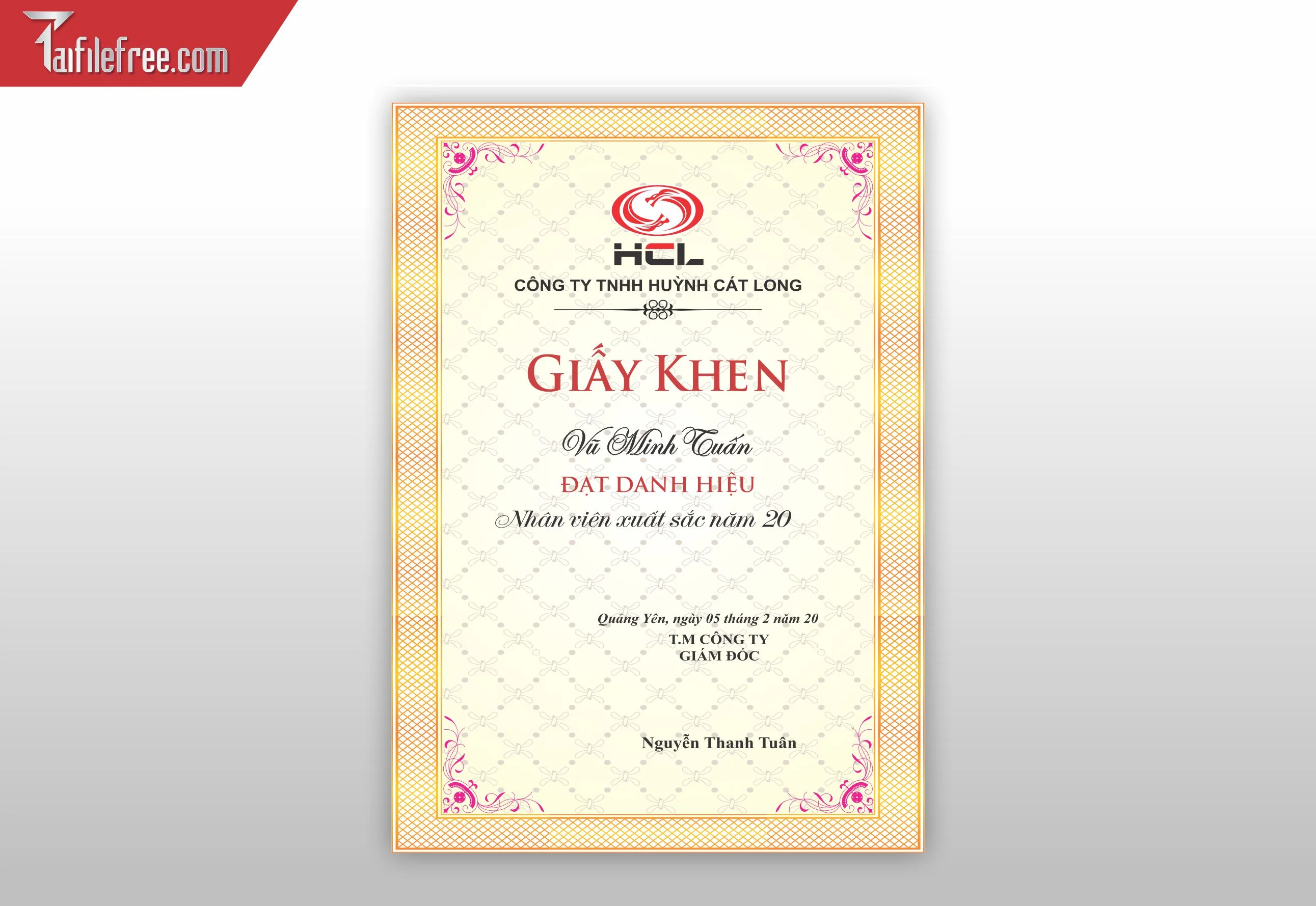 Giấy Khen Doanh Nghiệp, Nhân Viên Xuất Sắc _GK152