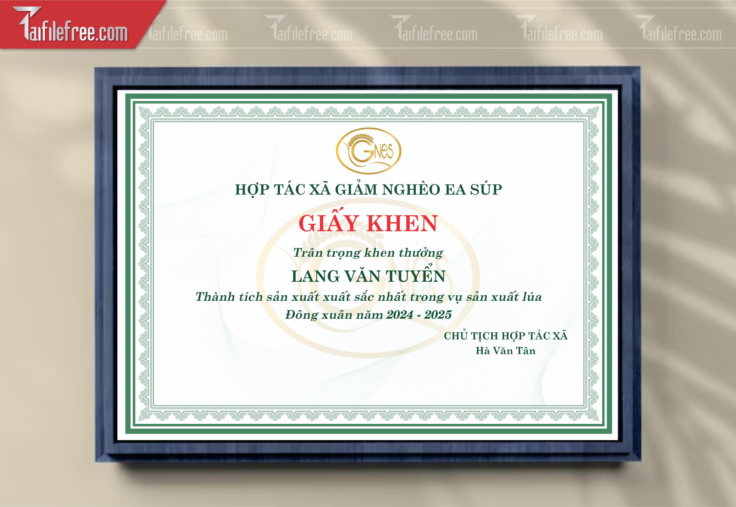 Giấy Khen Hợp tác Xã_GK167