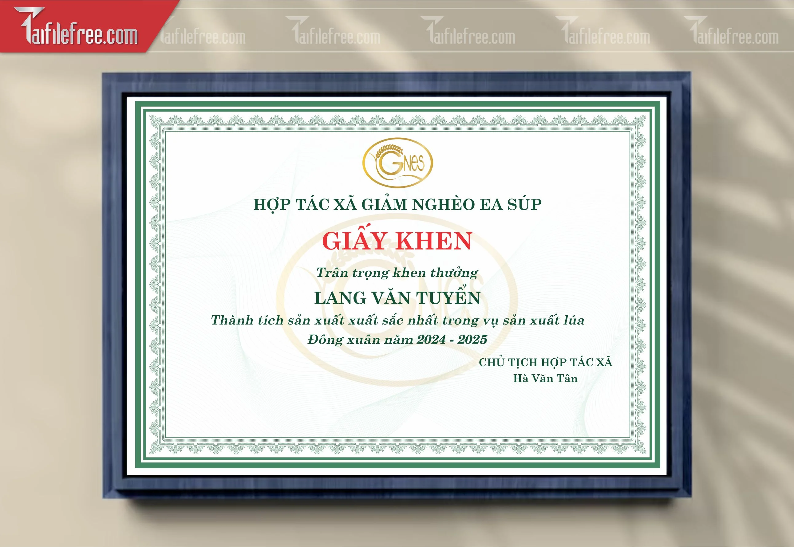Giấy Khen Hợp tác Xã_GK167