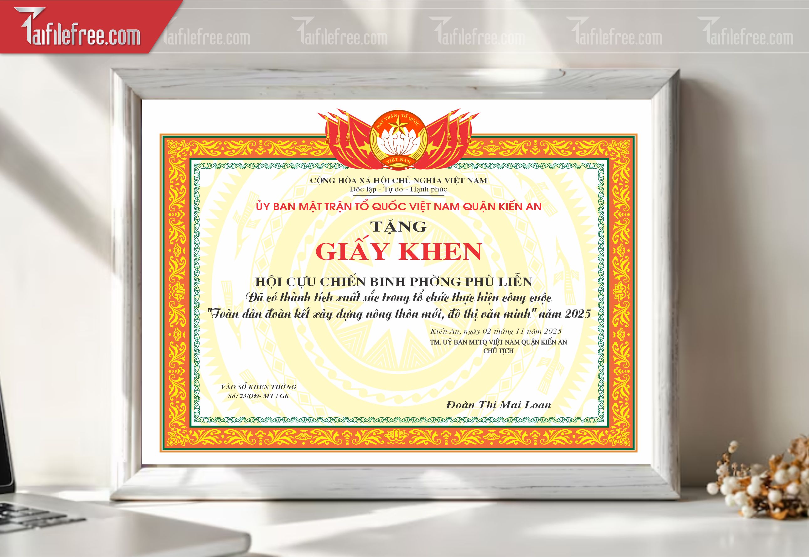 Giấy Khen Nhà Nước Ban Mặt Trận Tổ Quốc Việt Nam_GK036