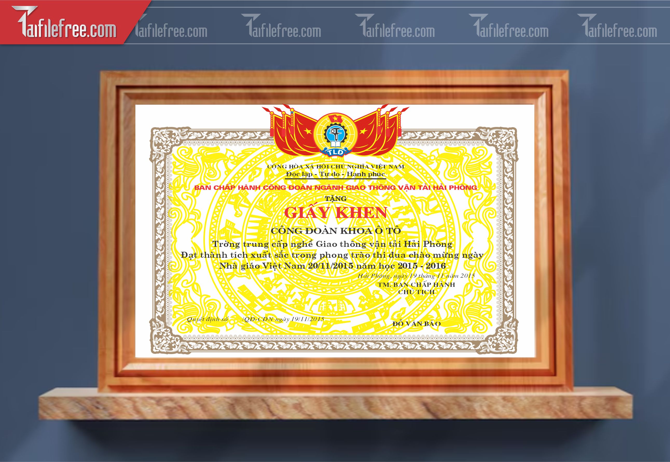Giấy Khen Nhà Nước, Giấy khen Công Đoàn Đẹp_GK038