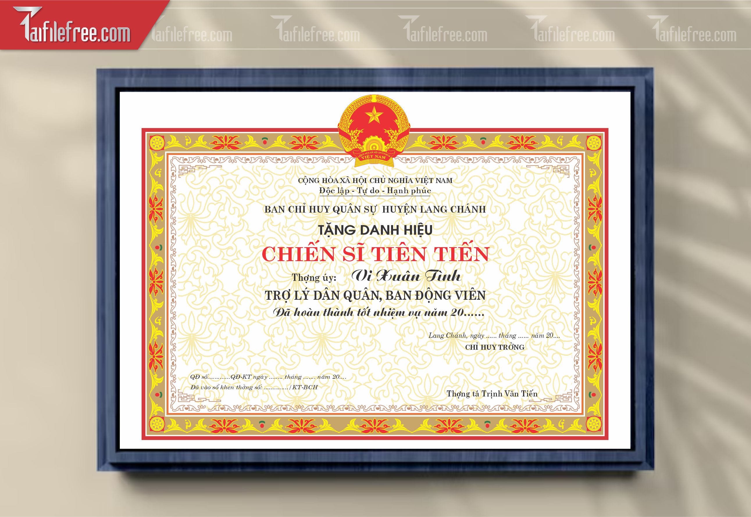Giấy Khen Chiến Sĩ Tiên Tiến_GK042