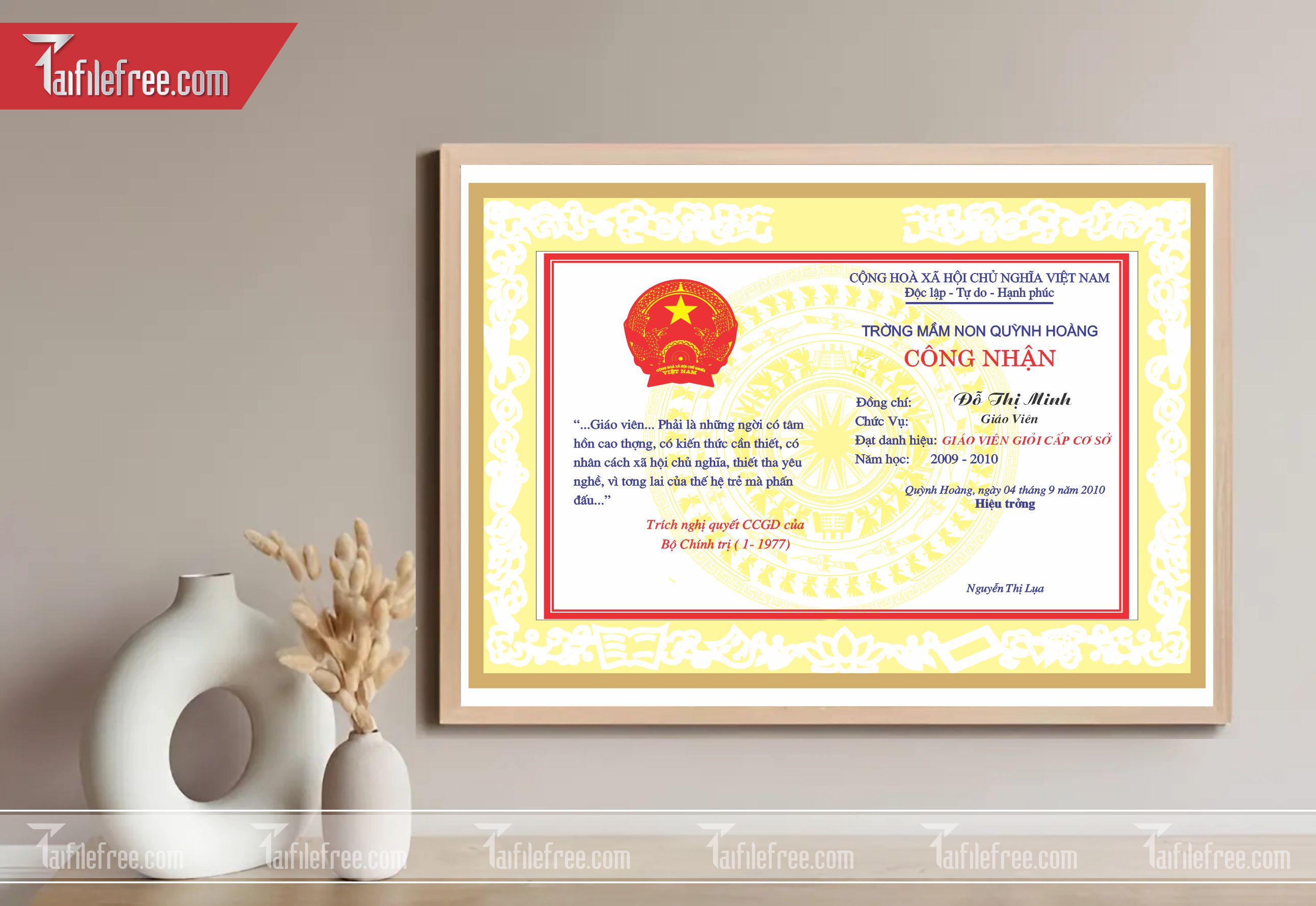 Giấy Công Nhận Giáo Viên Giỏi_GK45