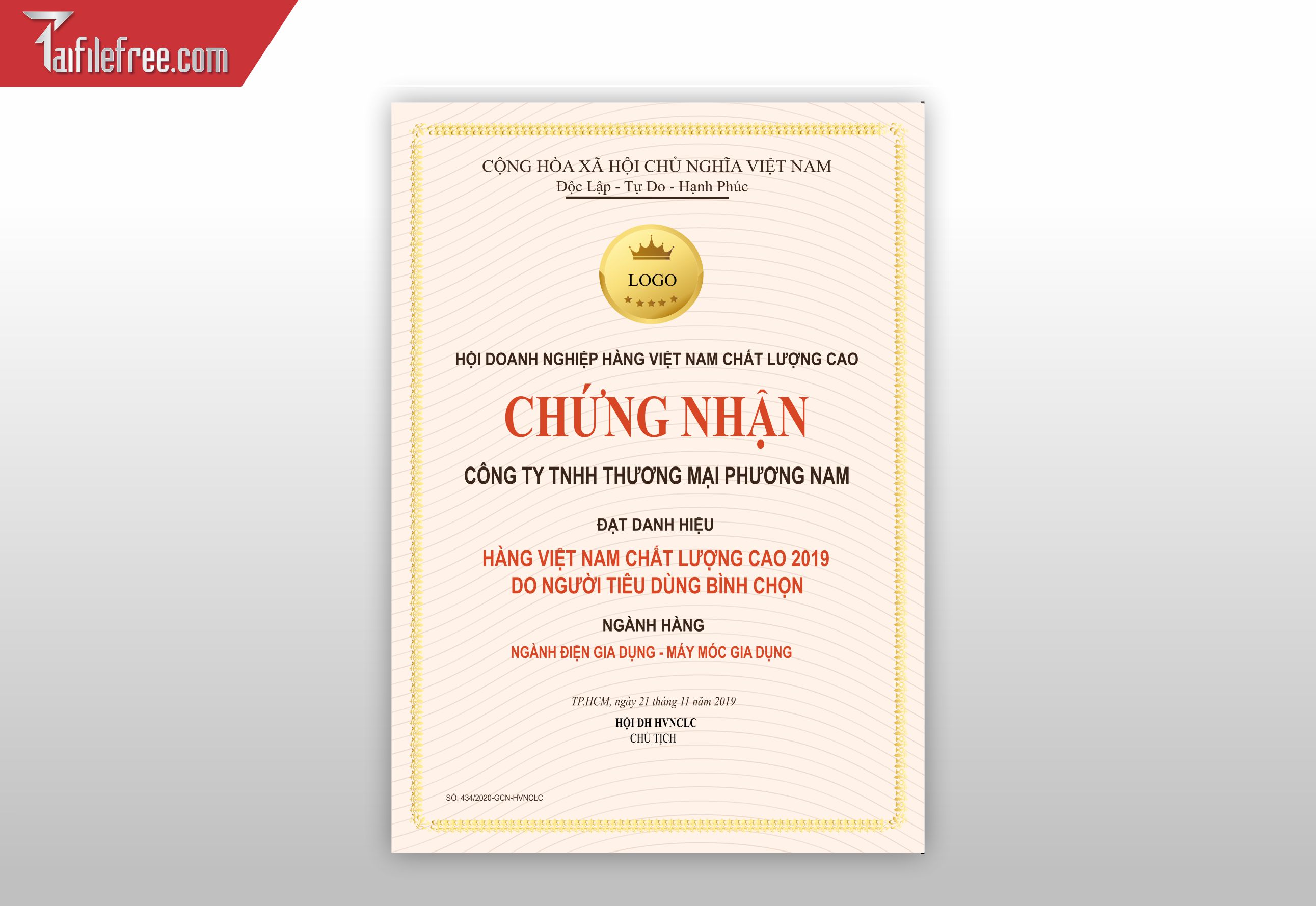 Mẫu Giấy Chứng Nhận, Giấy Khen_GK61