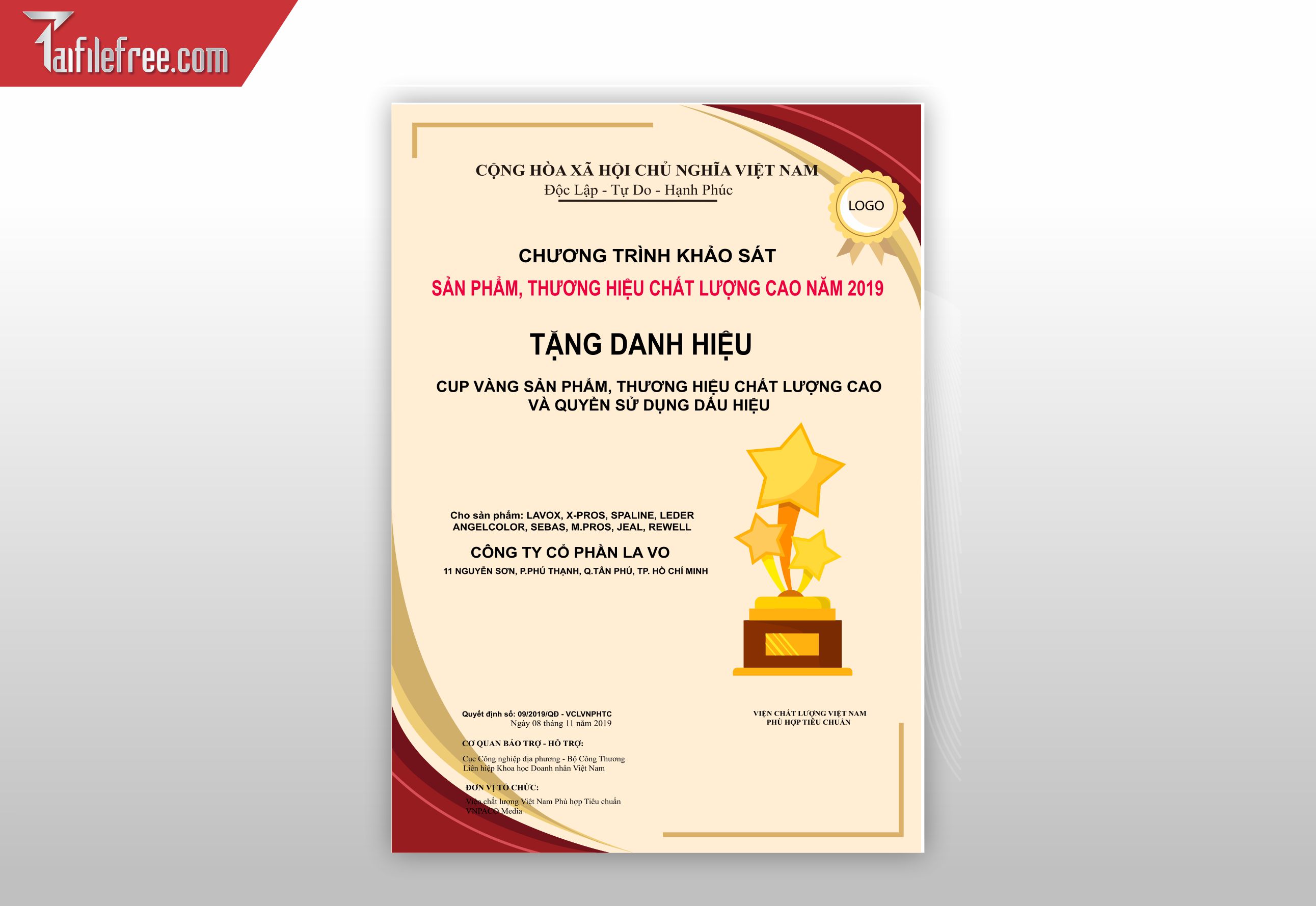 Mẫu Giấy Chứng Nhận, Giấy Khen_GK62