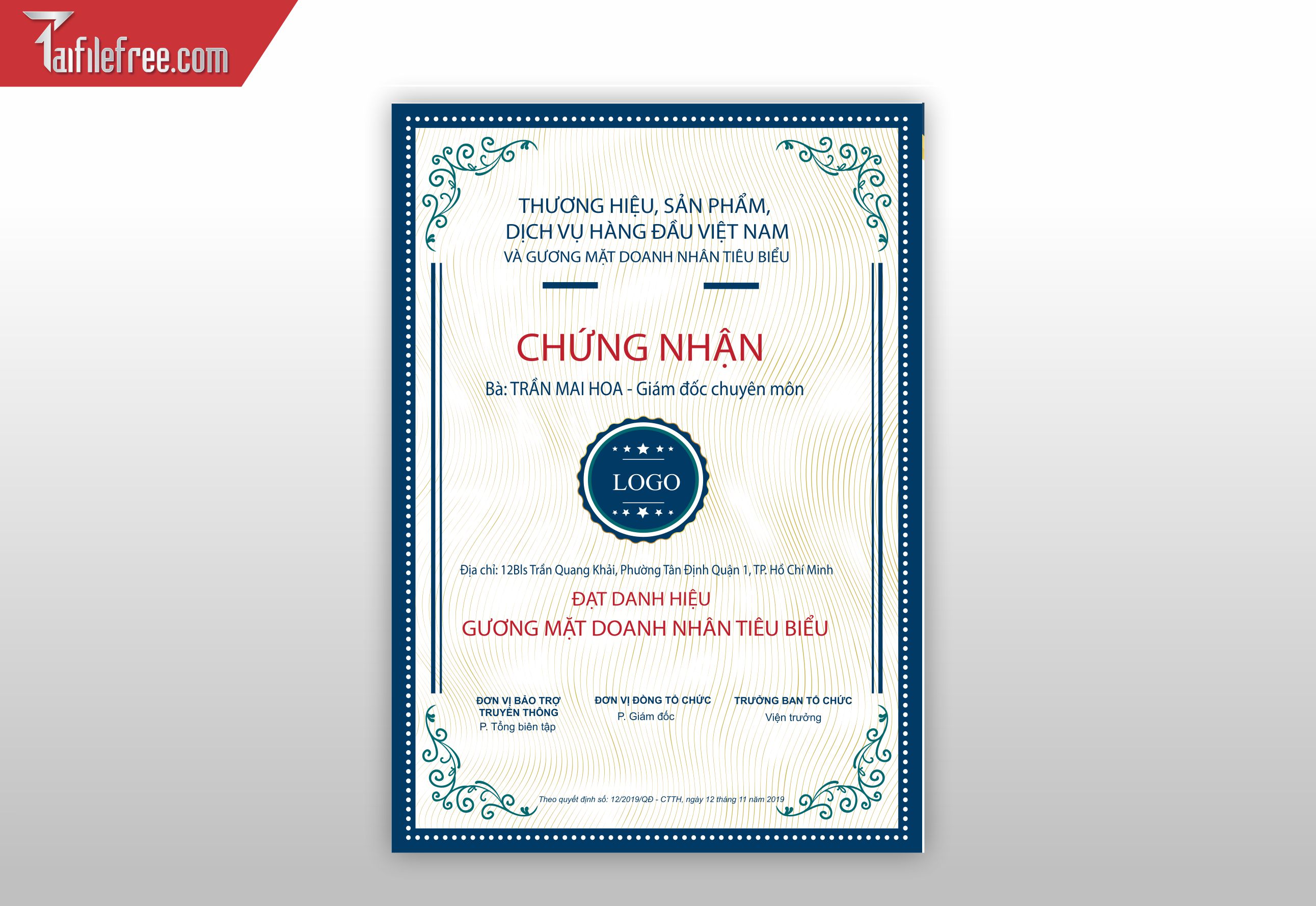 Mẫu Giấy Chứng Nhận, Giấy Khen_GK63