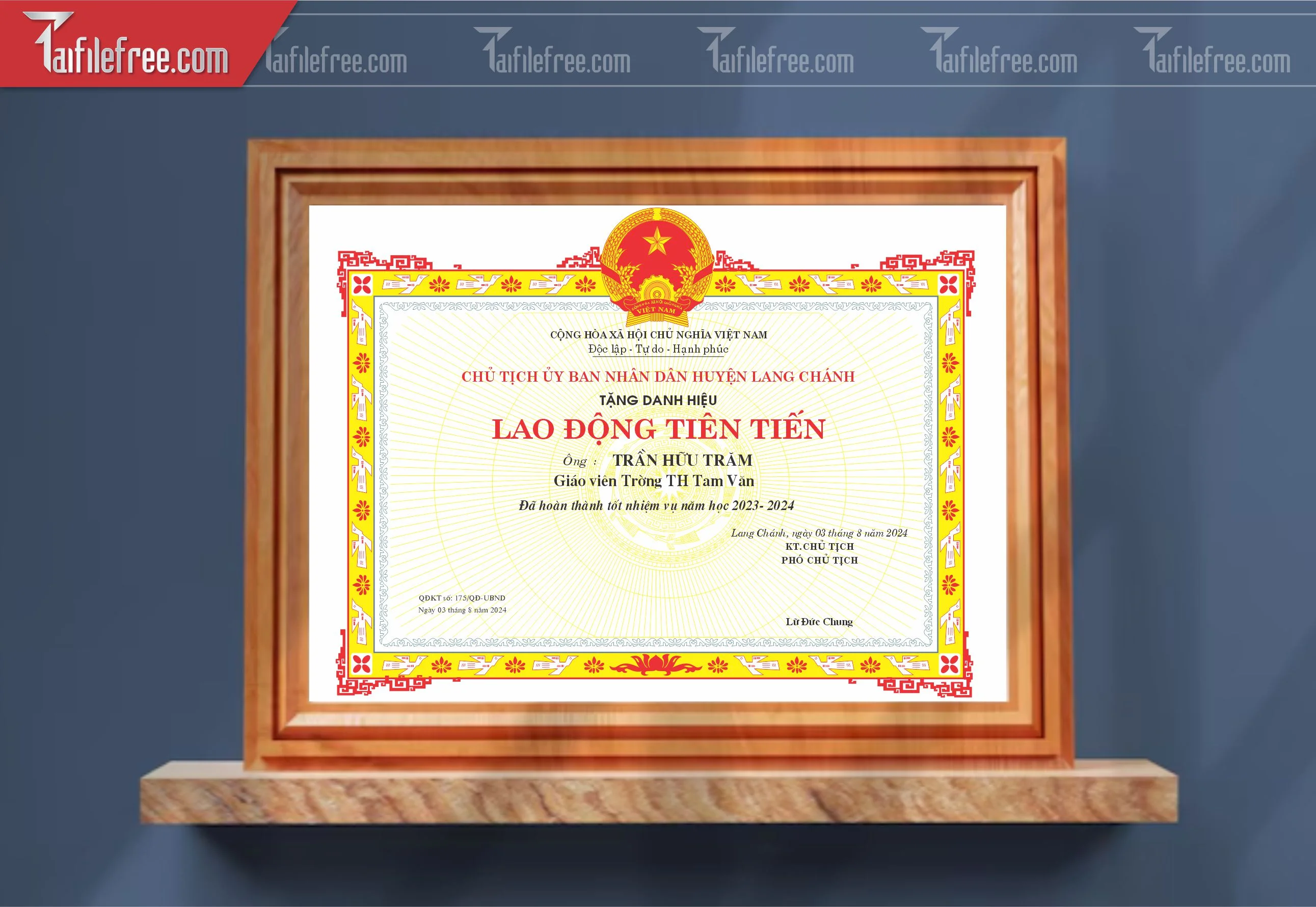 Giấy Khen Nhà Nước, Lao Động Tiên Tiến_GK95