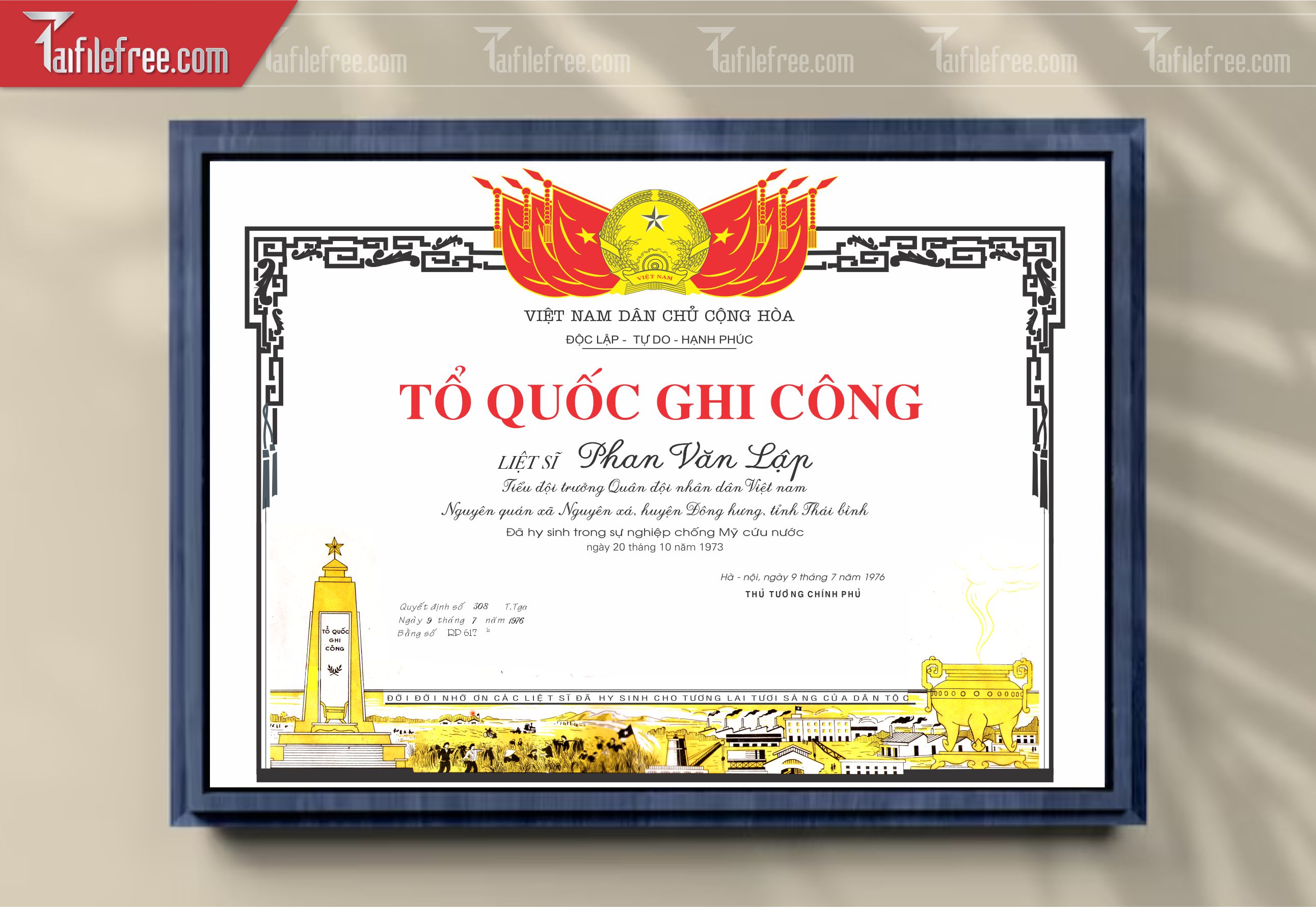 Giấy Công Nhận Tổ Quốc Ghi Công_GK99