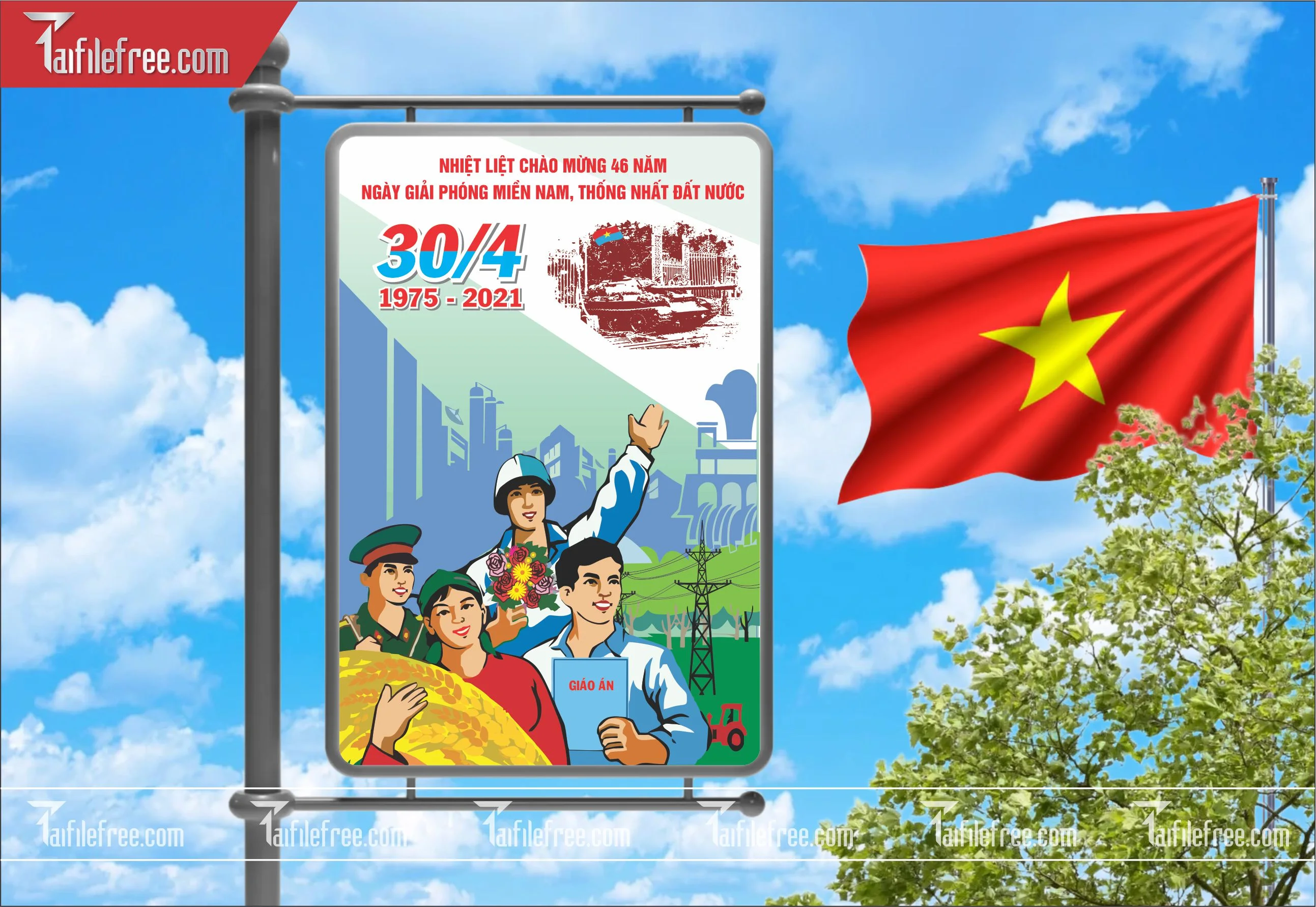 BANNER Trang Trí Giải Phóng Miền Nam 30/4 Vector_GN100