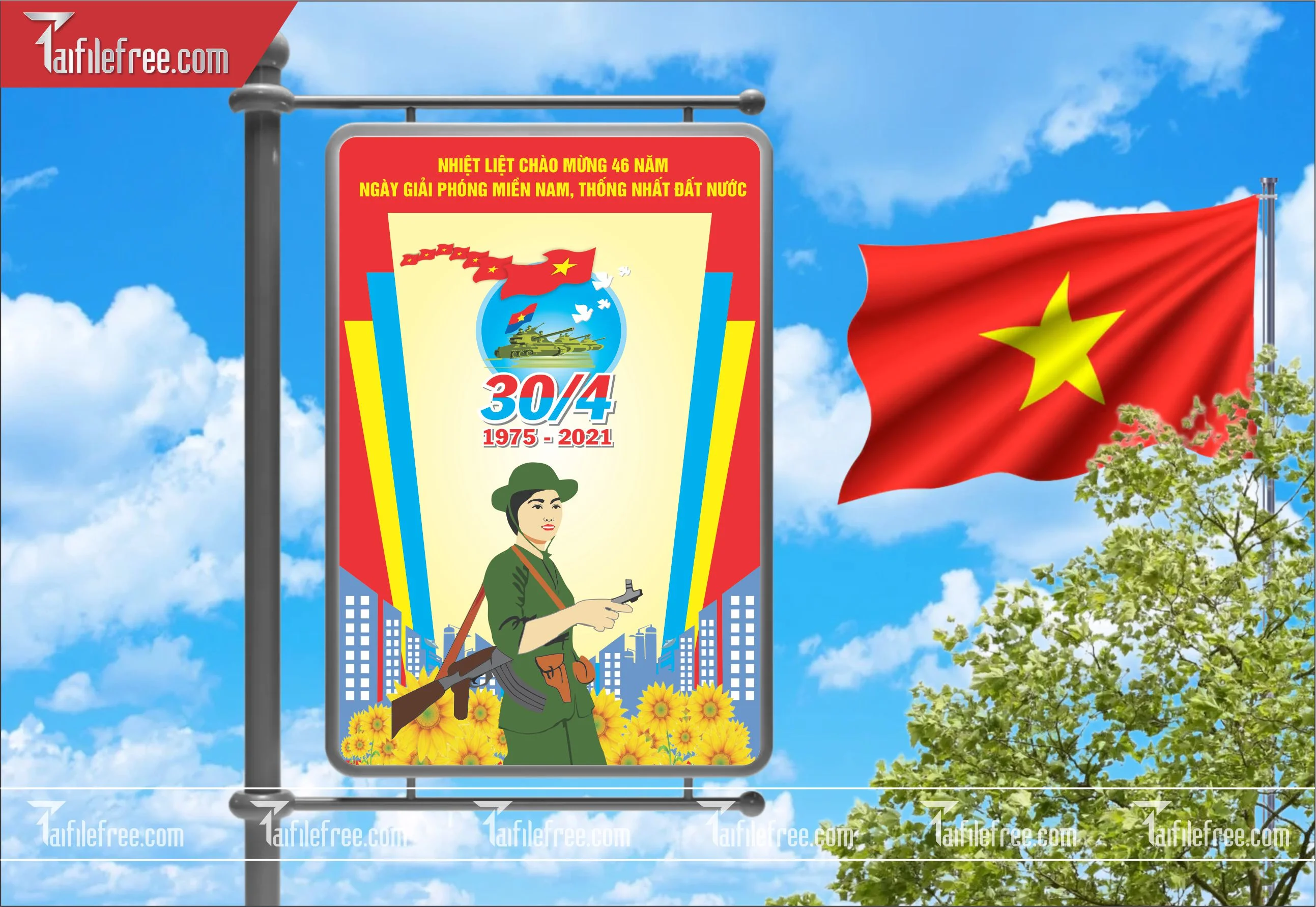 BANNER Trang Trí Giải Phóng Miền Nam 30/4 Vector_GN101