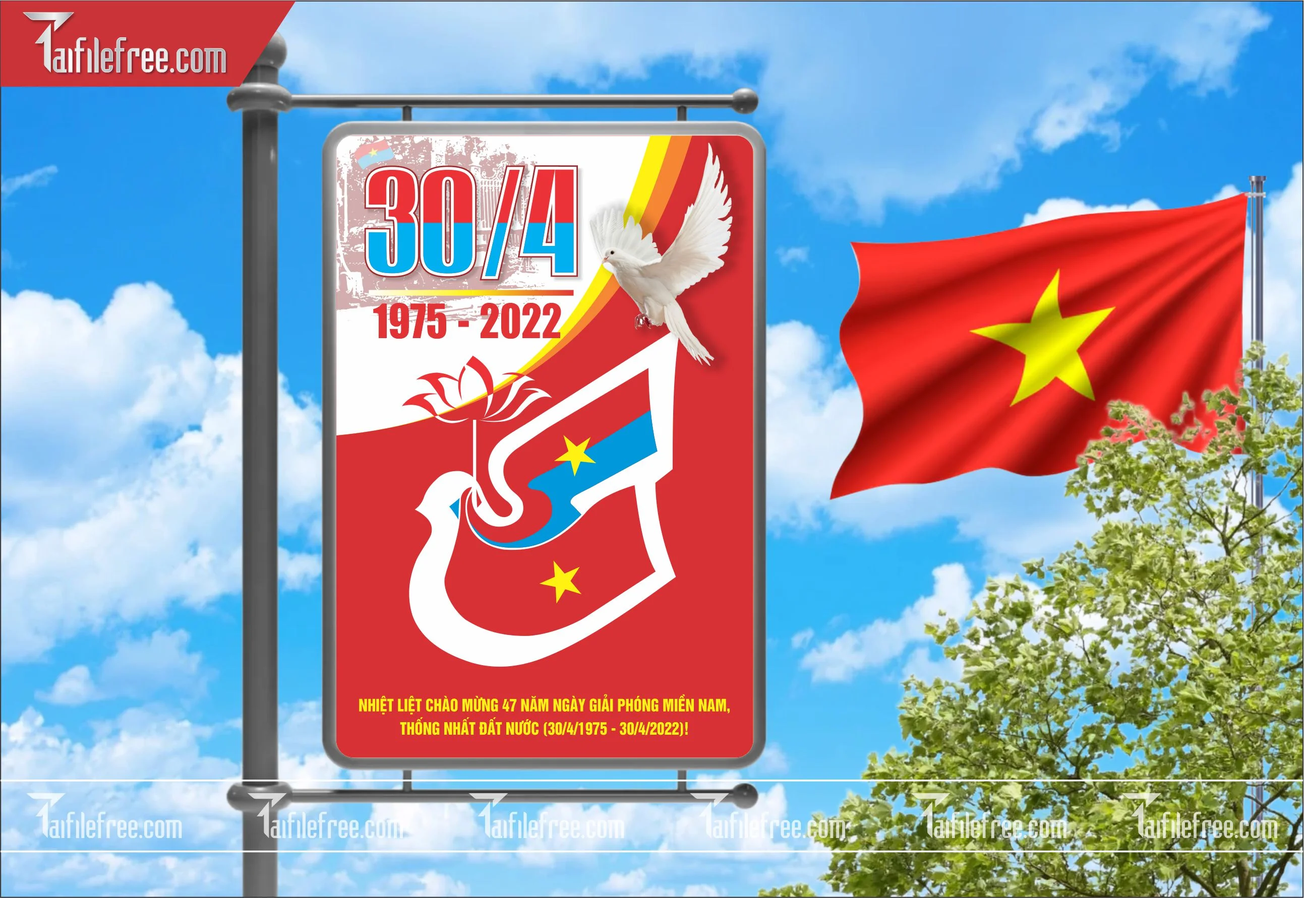 BANNER Trang Trí Giải Phóng Miền Nam 30/4 Vector_GN103