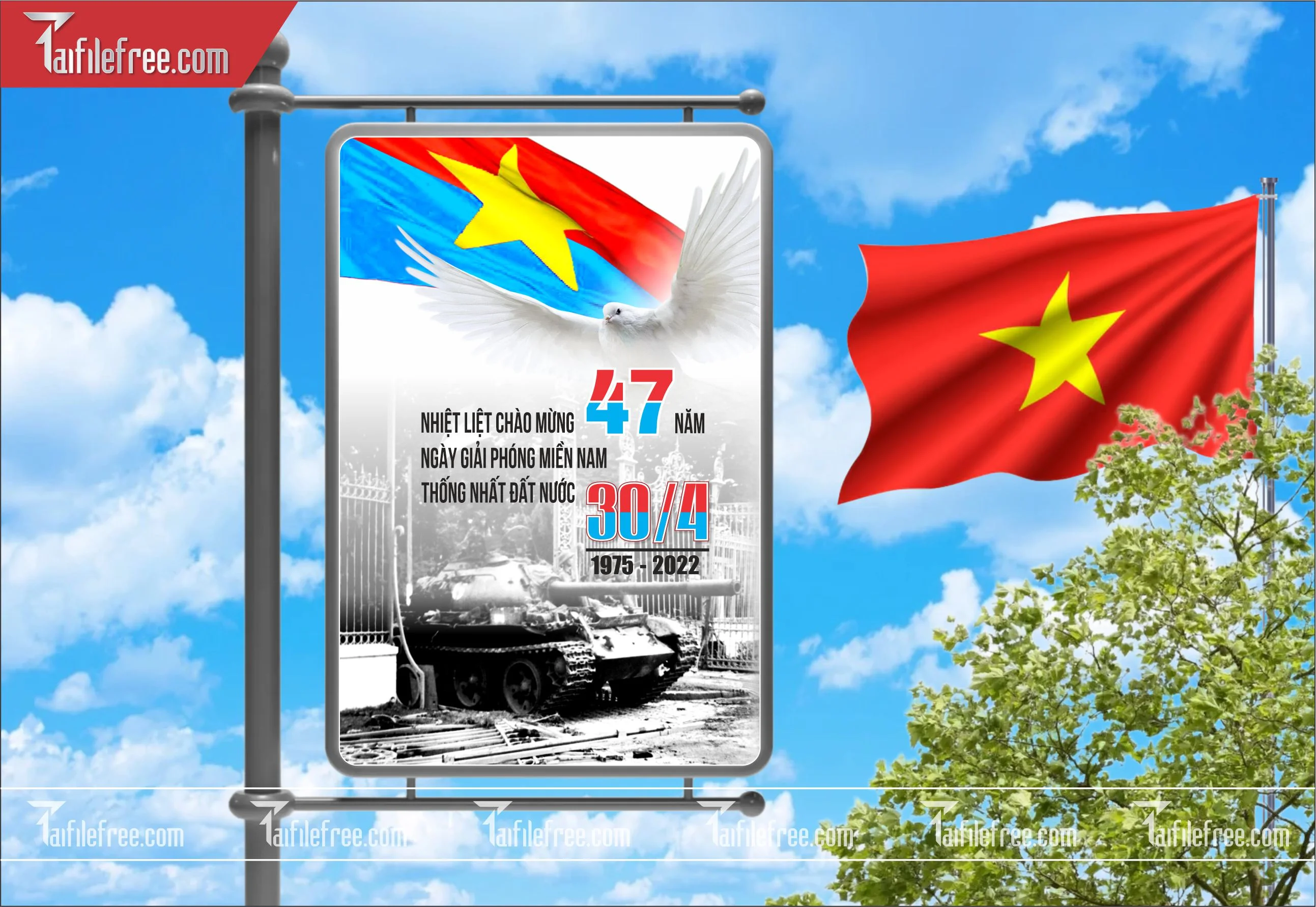 BANNER Trang Trí Giải Phóng Miền Nam 30/4 Vector_GN104