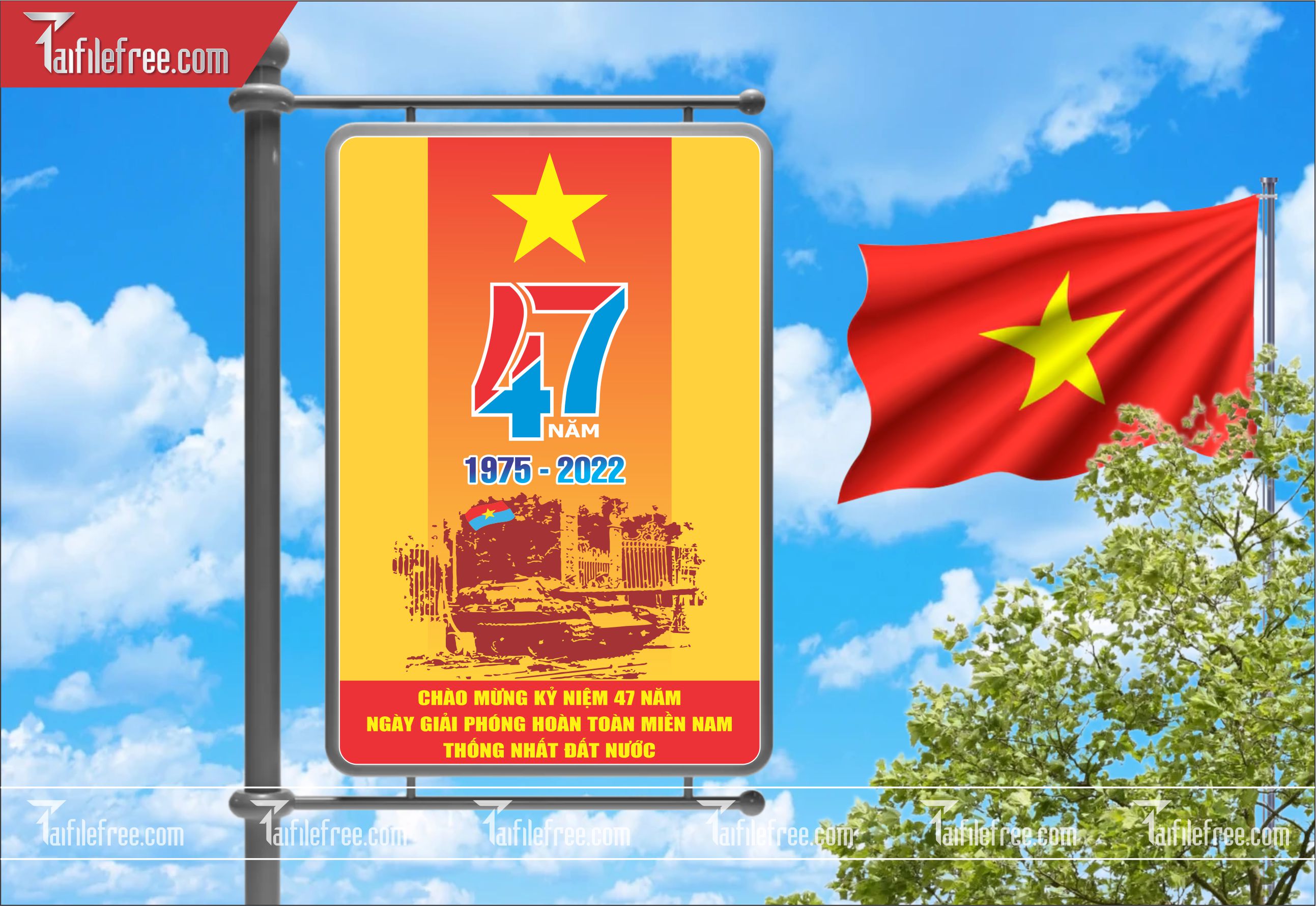 BANNER Trang Trí Giải Phóng Miền Nam 30/4 Vector_GN105
