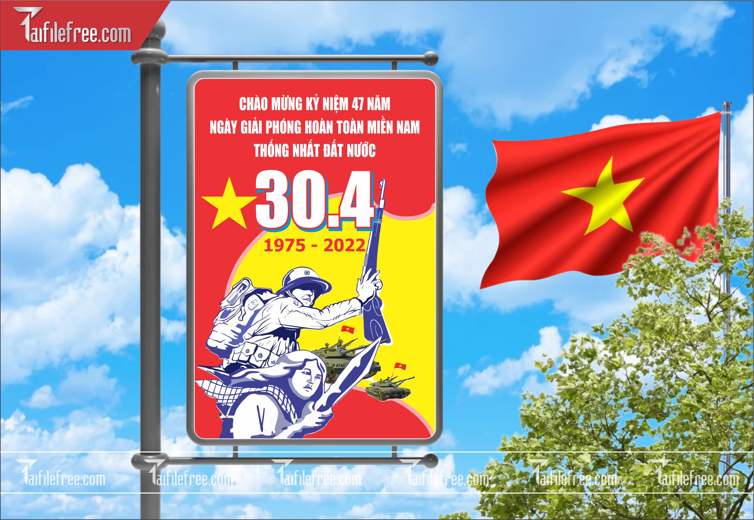 BANNER Trang Trí Giải Phóng Miền Nam 30/4 Vector_GN106