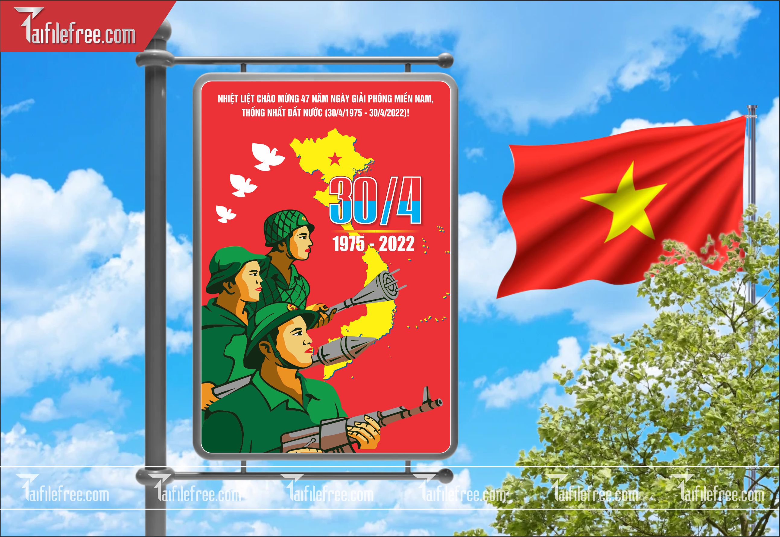 BANNER Trang Trí Giải Phóng Miền Nam 30/4 Vector_GN107