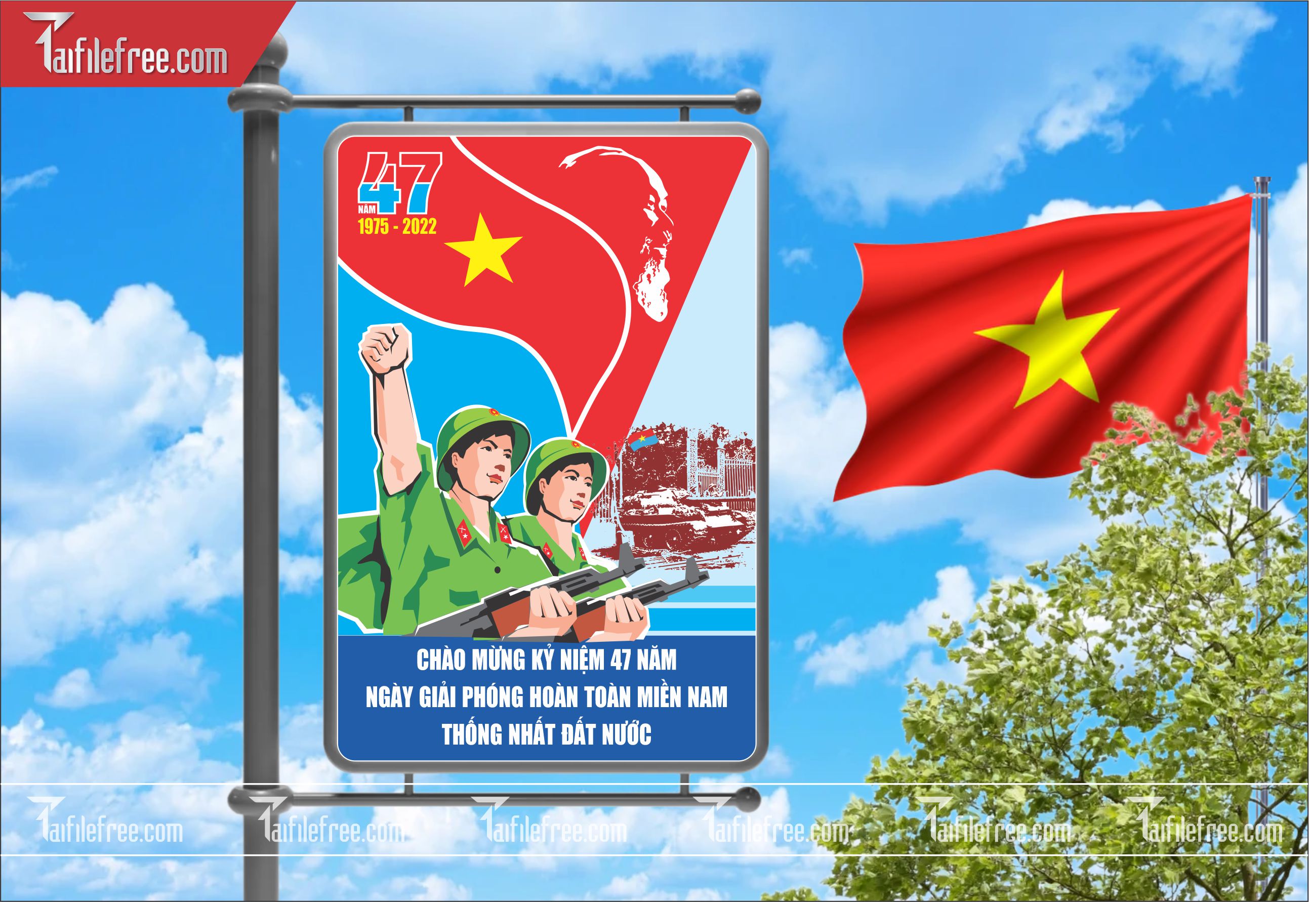 BANNER Trang Trí Giải Phóng Miền Nam 30/4 Vector_GN108