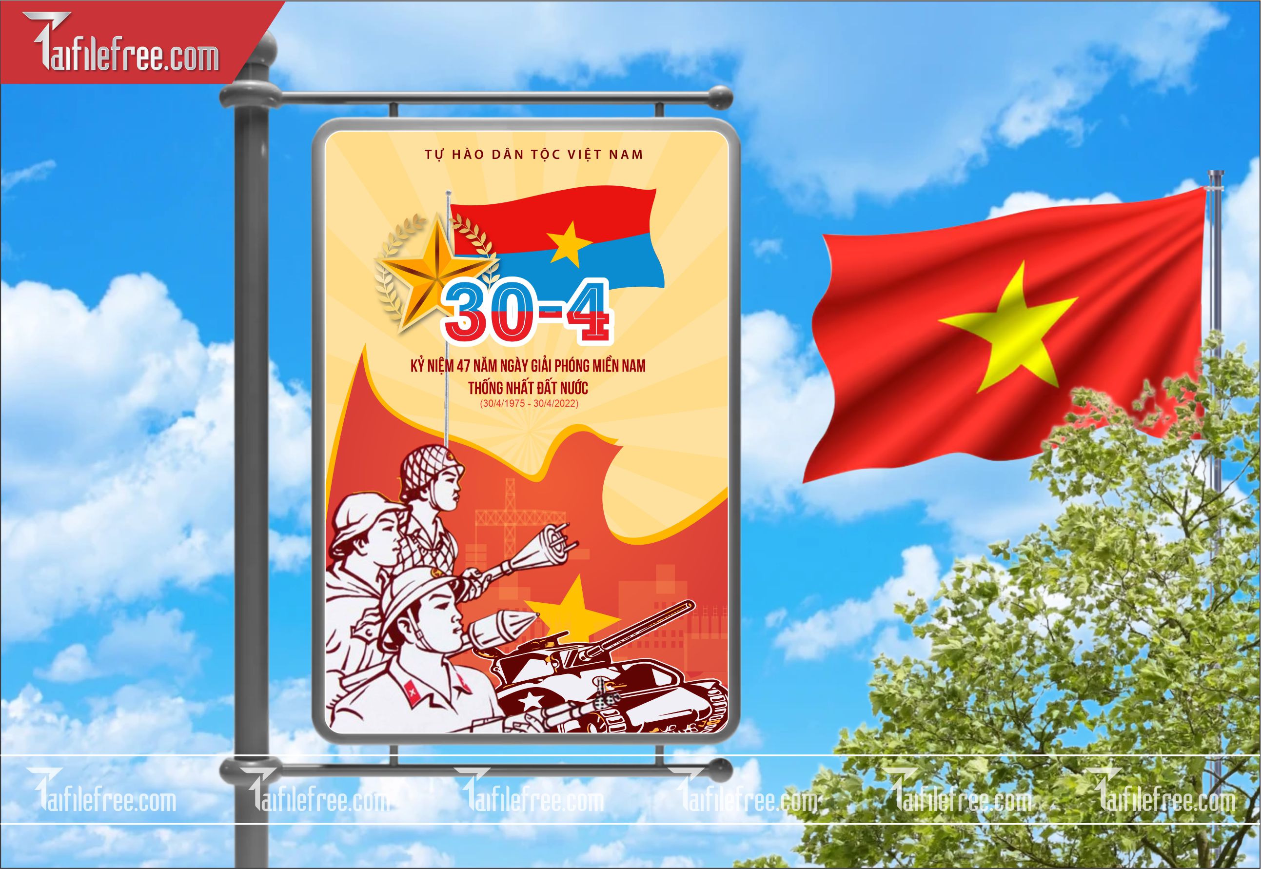 BANNER Trang Trí Giải Phóng Miền Nam 30/4 Vector_GN109