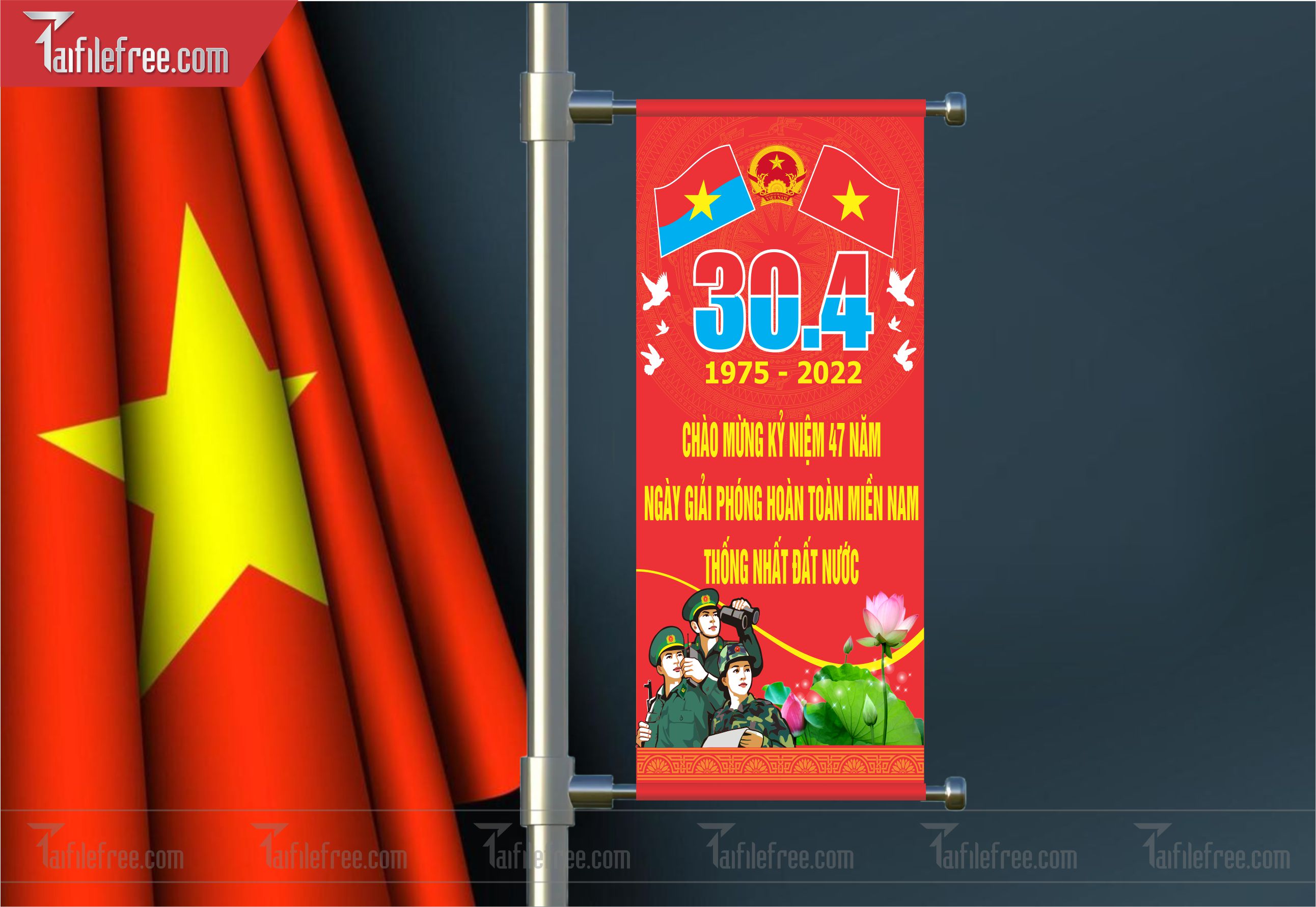 BANNER Trang Trí Giải Phóng Miền Nam 30/4 Vector_GN110