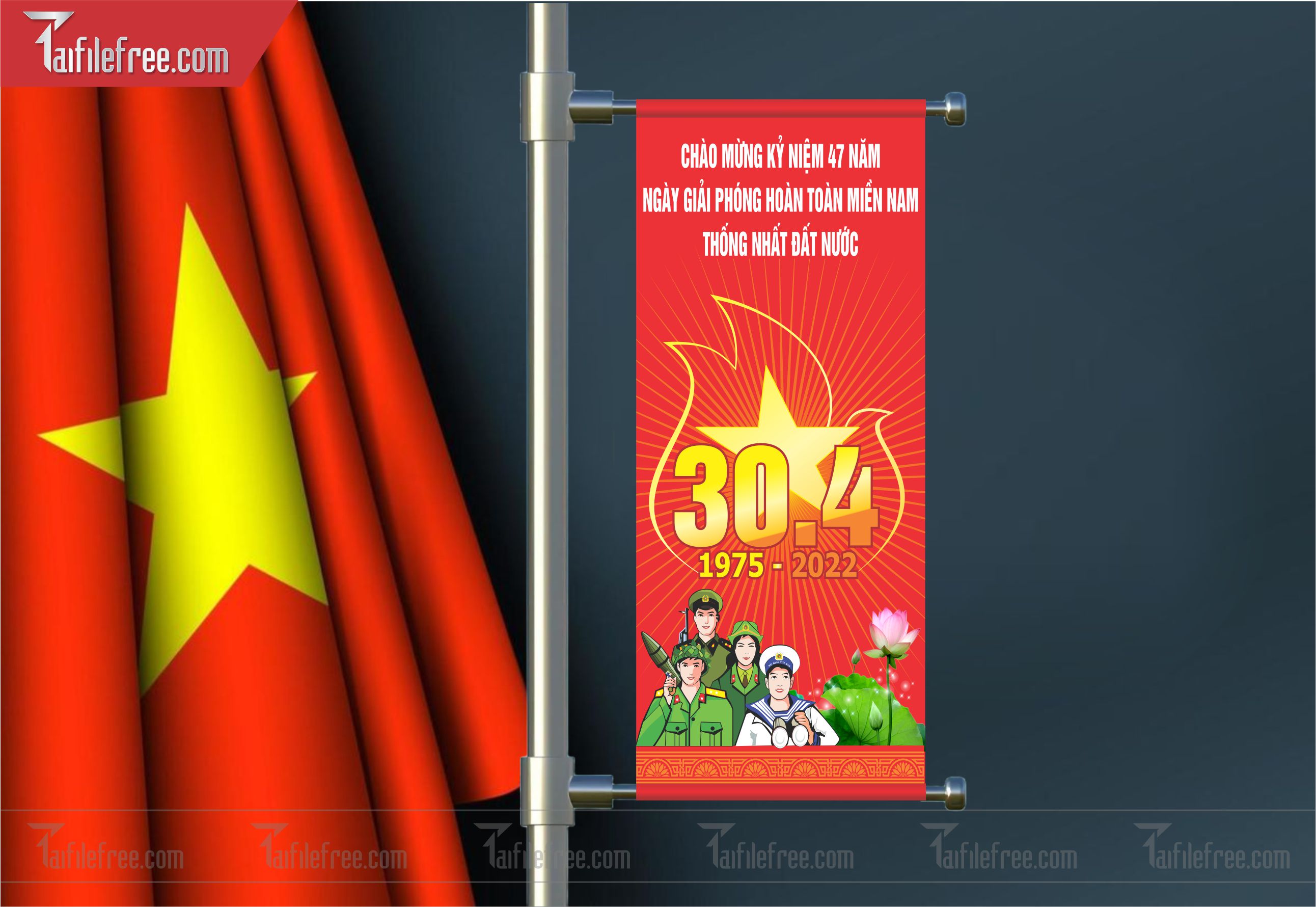 BANNER Trang Trí Giải Phóng Miền Nam 30/4 Vector_GN111