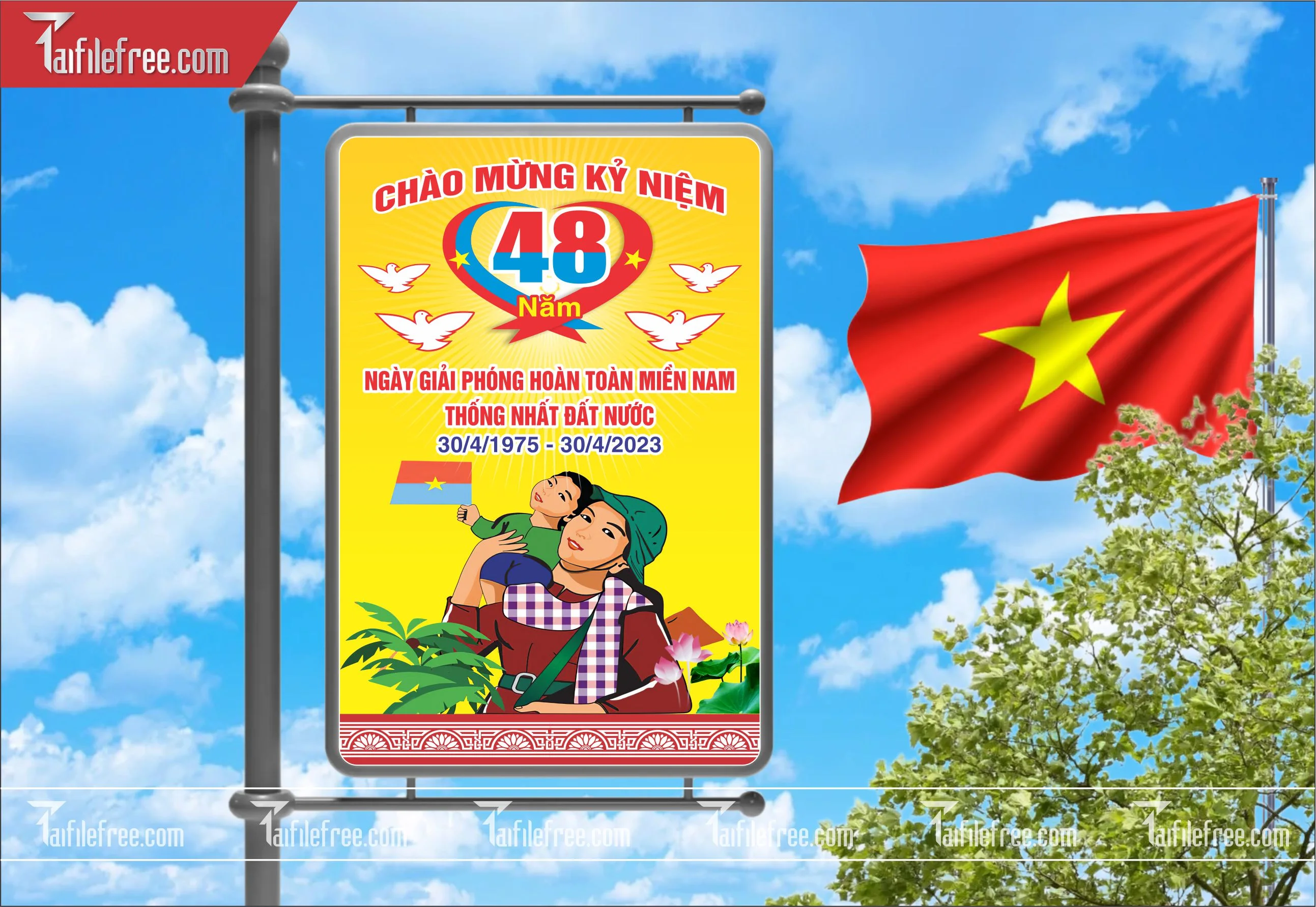 BANNER Trang Trí Giải Phóng Miền Nam 30/4 Vector_GN118