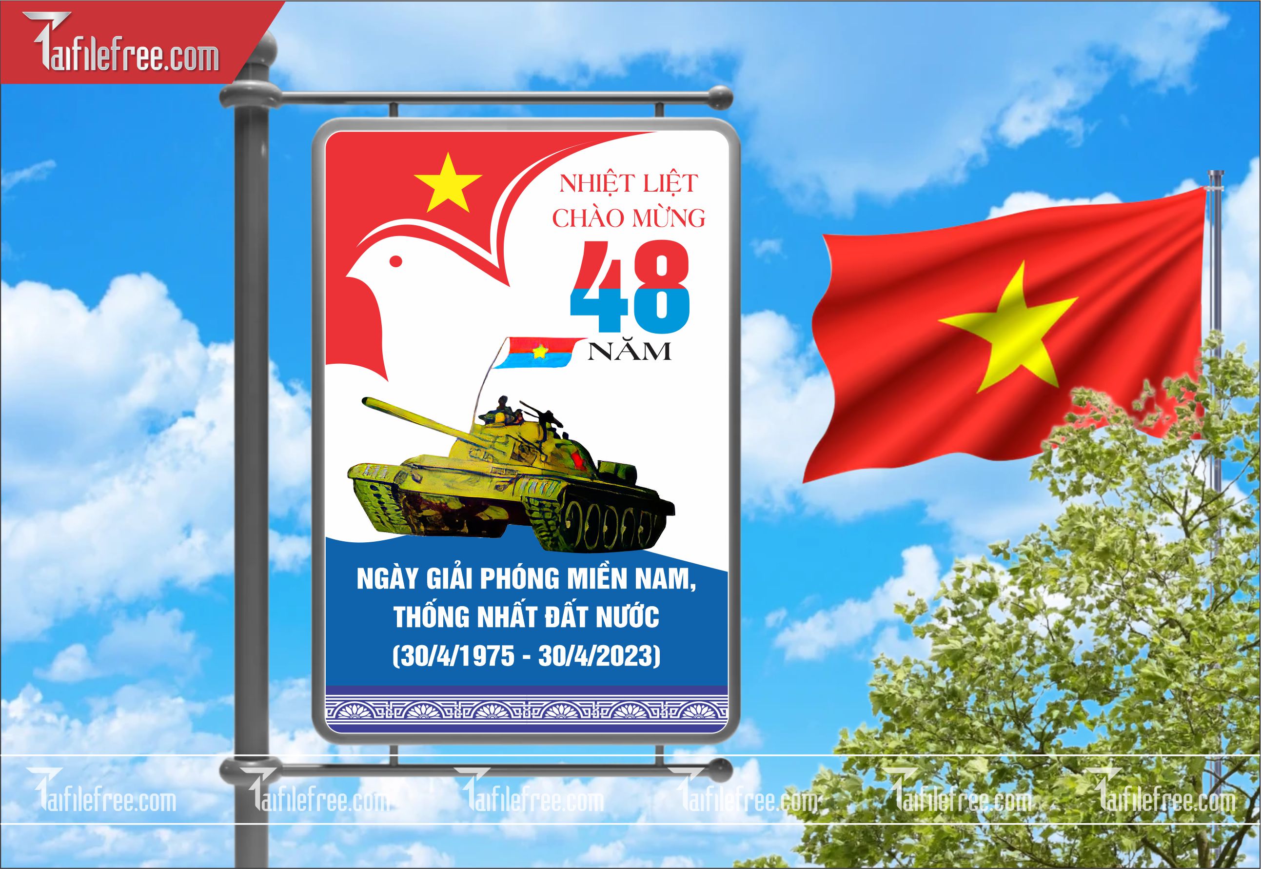 BANNER Trang Trí Giải Phóng Miền Nam 30/4 Vector_GN119