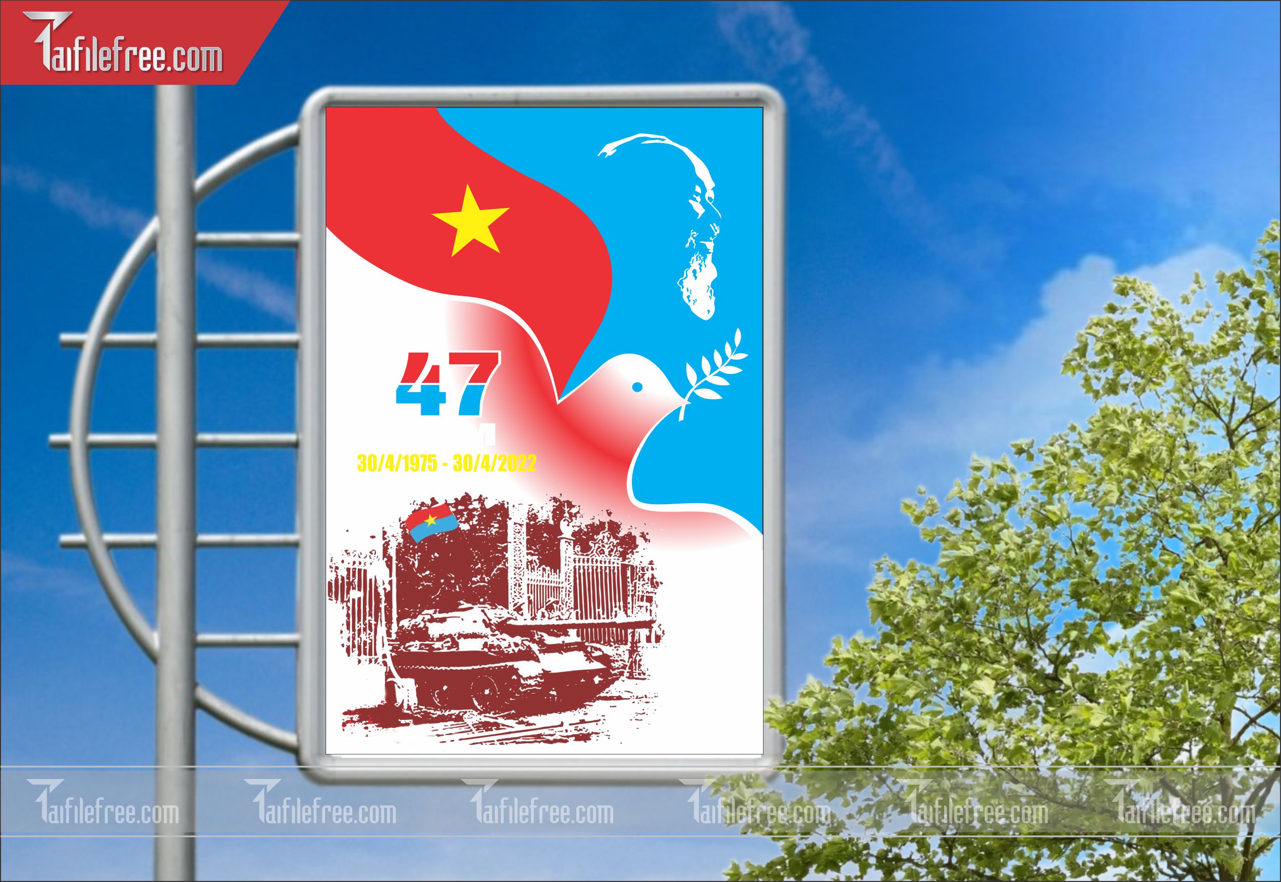 BANNER Trang Trí Giải Phóng Miền Nam 30/4 và Quốc Tế Lao Động 01/5 Vector_GN12