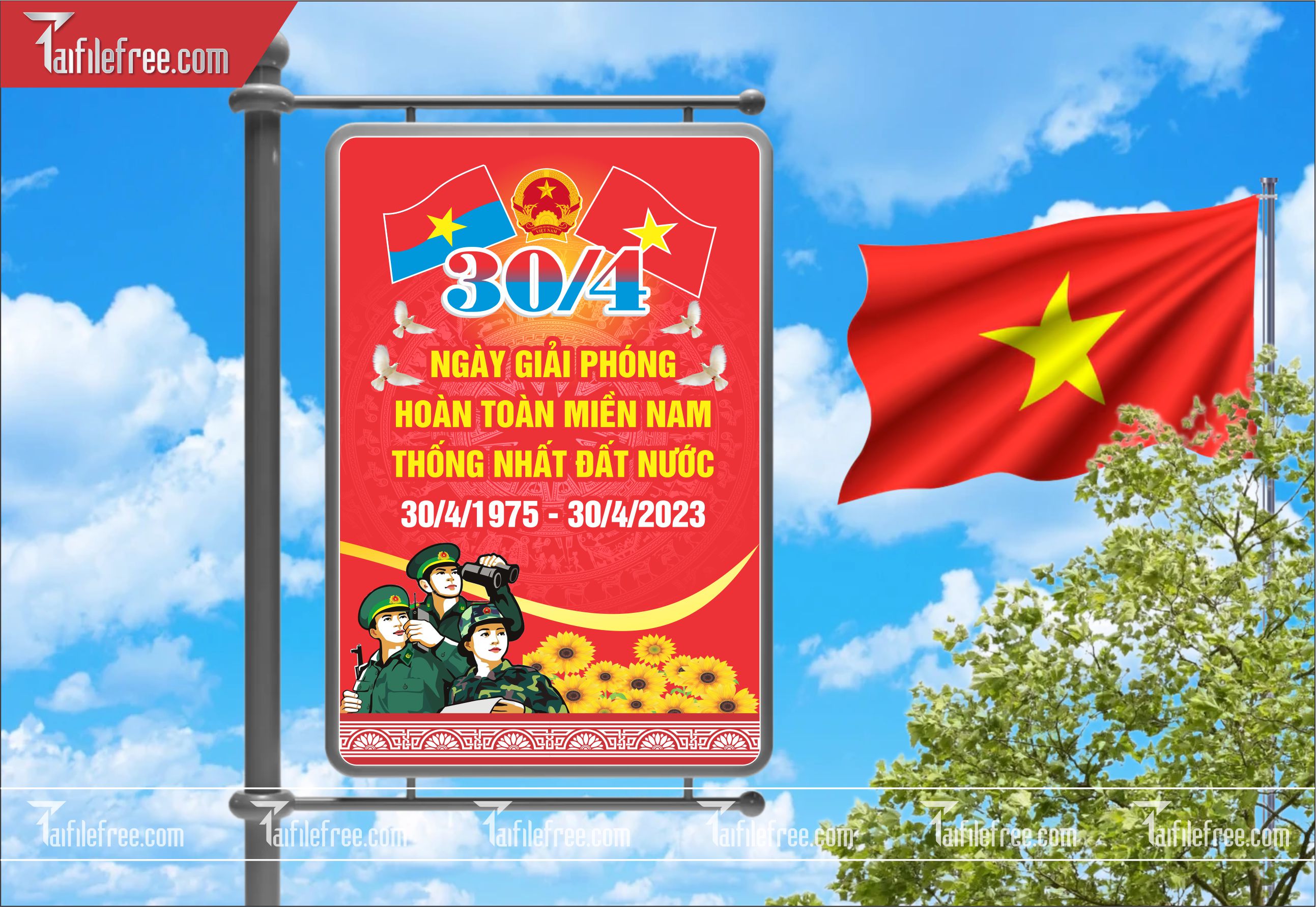 BANNER Trang Trí Giải Phóng Miền Nam 30/4 Vector_GN125