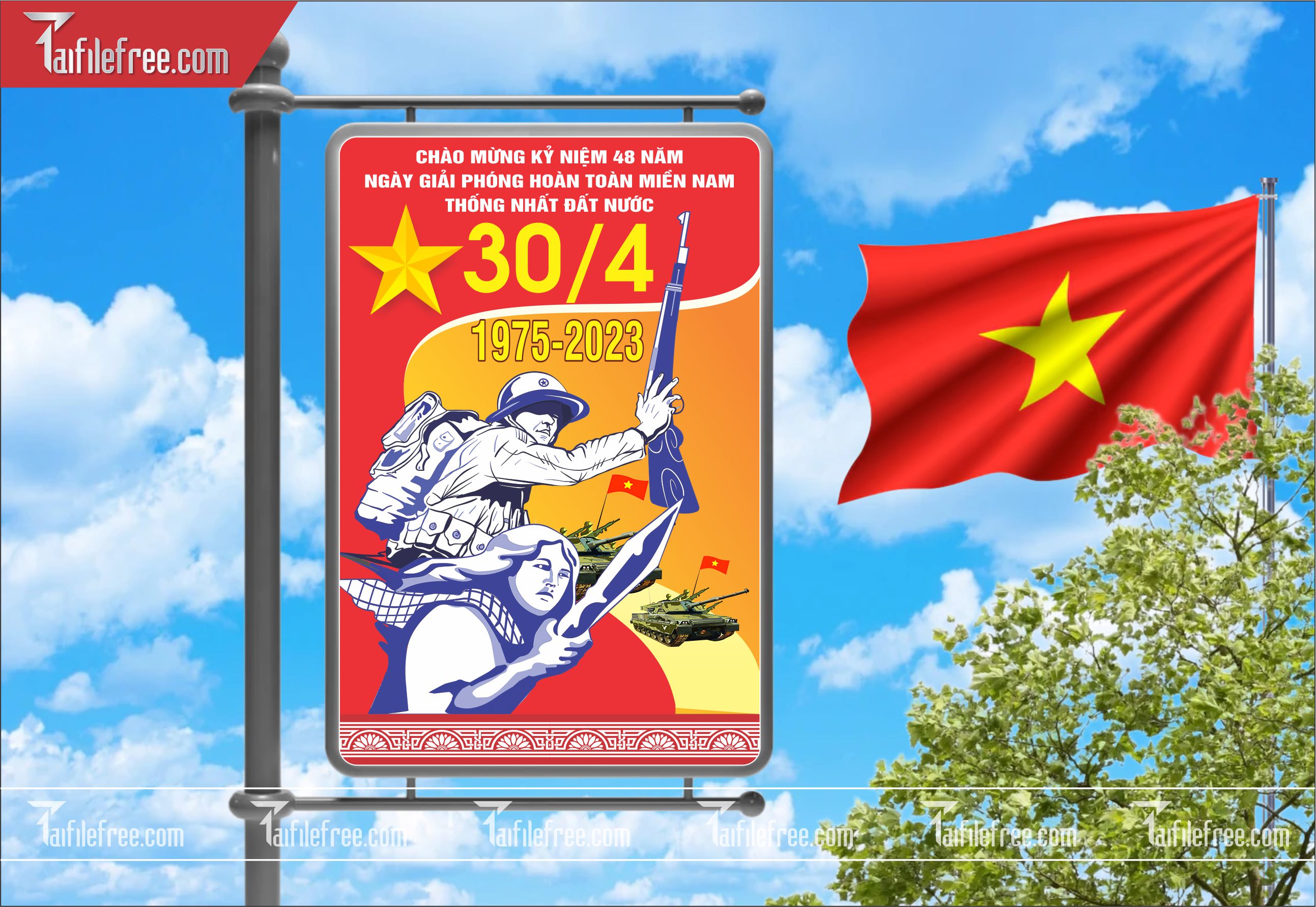 BANNER Trang Trí Giải Phóng Miền Nam 30/4 Vector_GN126