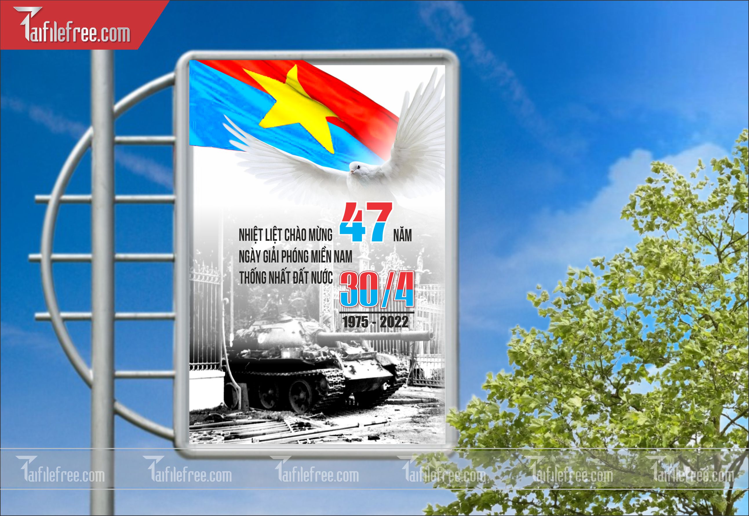 BANNER Trang Trí Giải Phóng Miền Nam 30/4 và Quốc Tế Lao Động 01/5 Vector_GN13