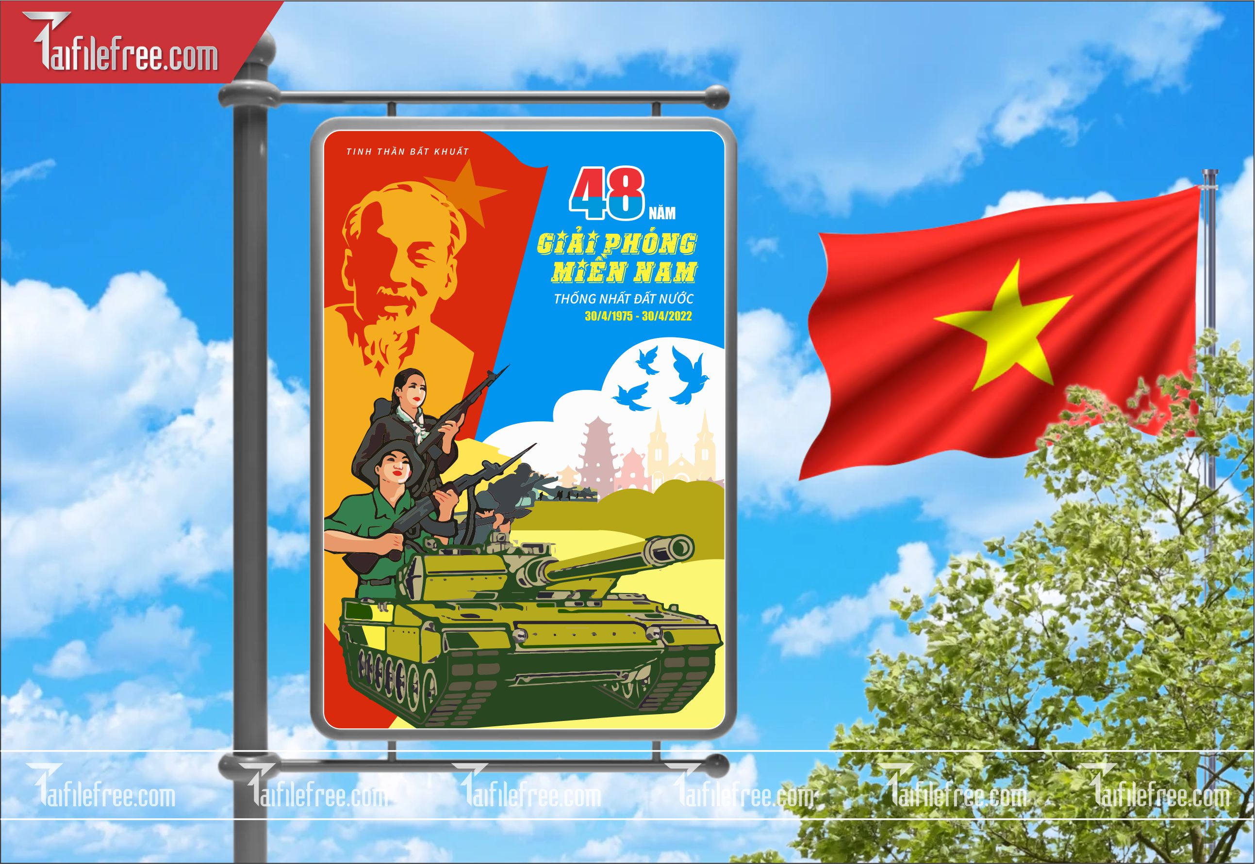 BANNER Trang Trí Giải Phóng Miền Nam 30/4 Vector_GN130