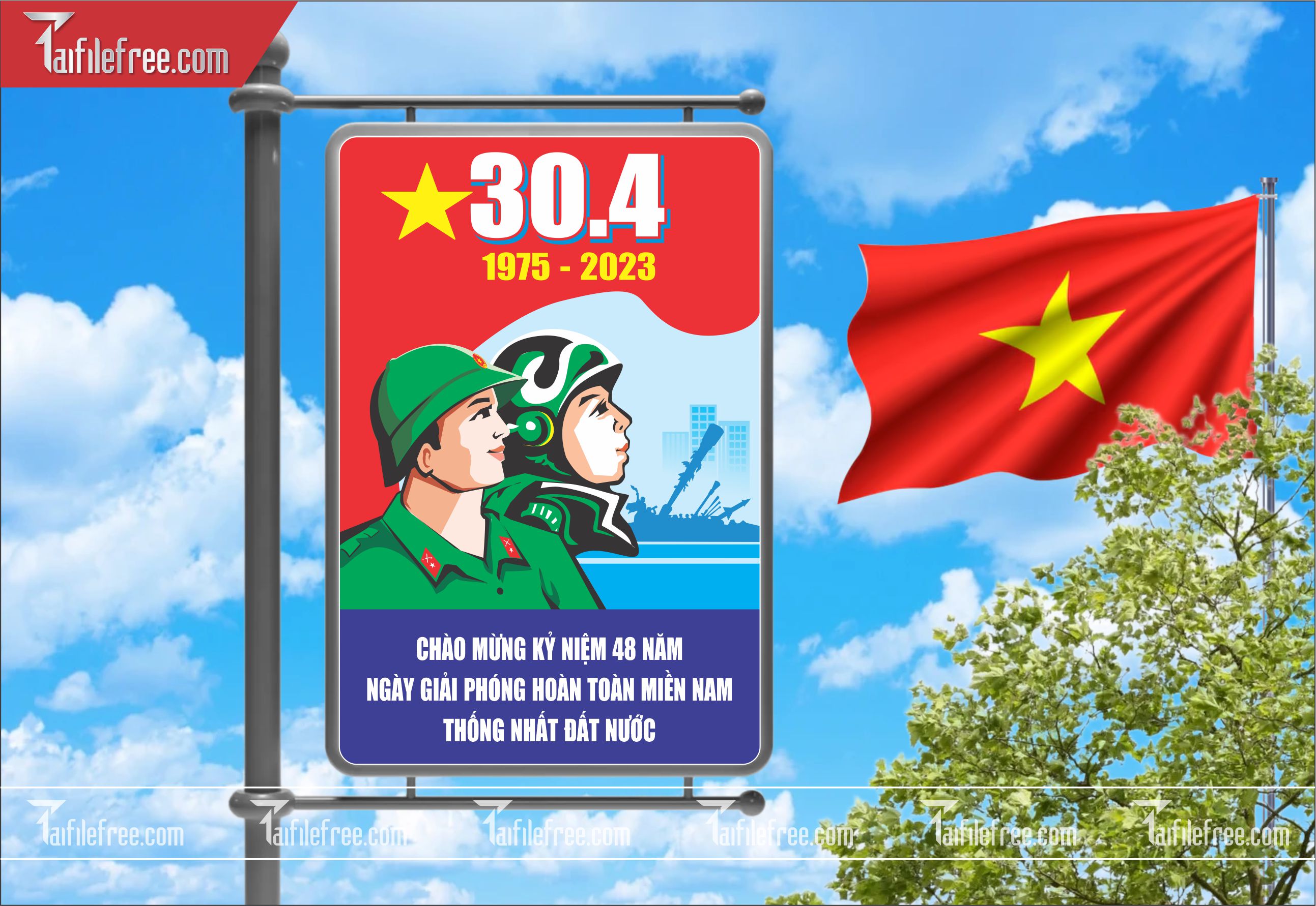 BANNER Trang Trí Giải Phóng Miền Nam 30/4 Vector_GN133