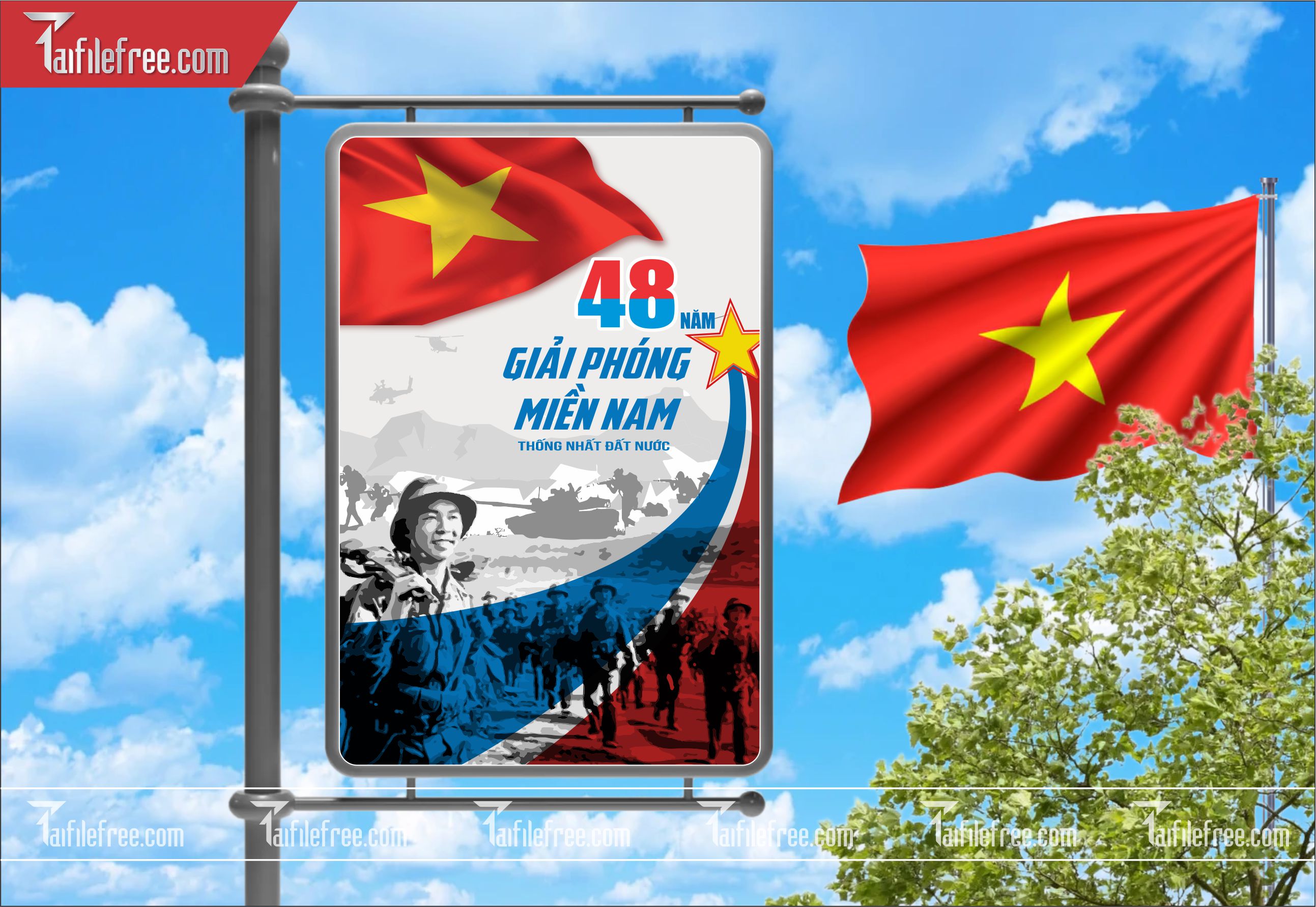 BANNER Trang Trí Giải Phóng Miền Nam 30/4 Vector_GN135
