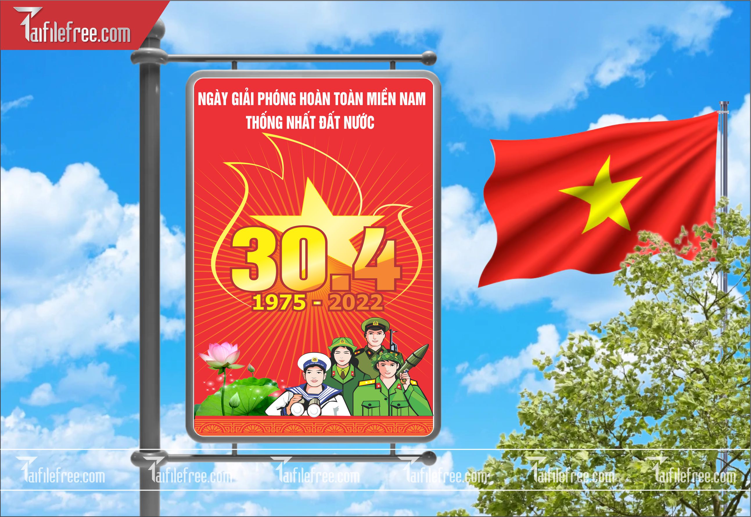 BANNER Trang Trí Giải Phóng Miền Nam 30/4 Vector_GN137