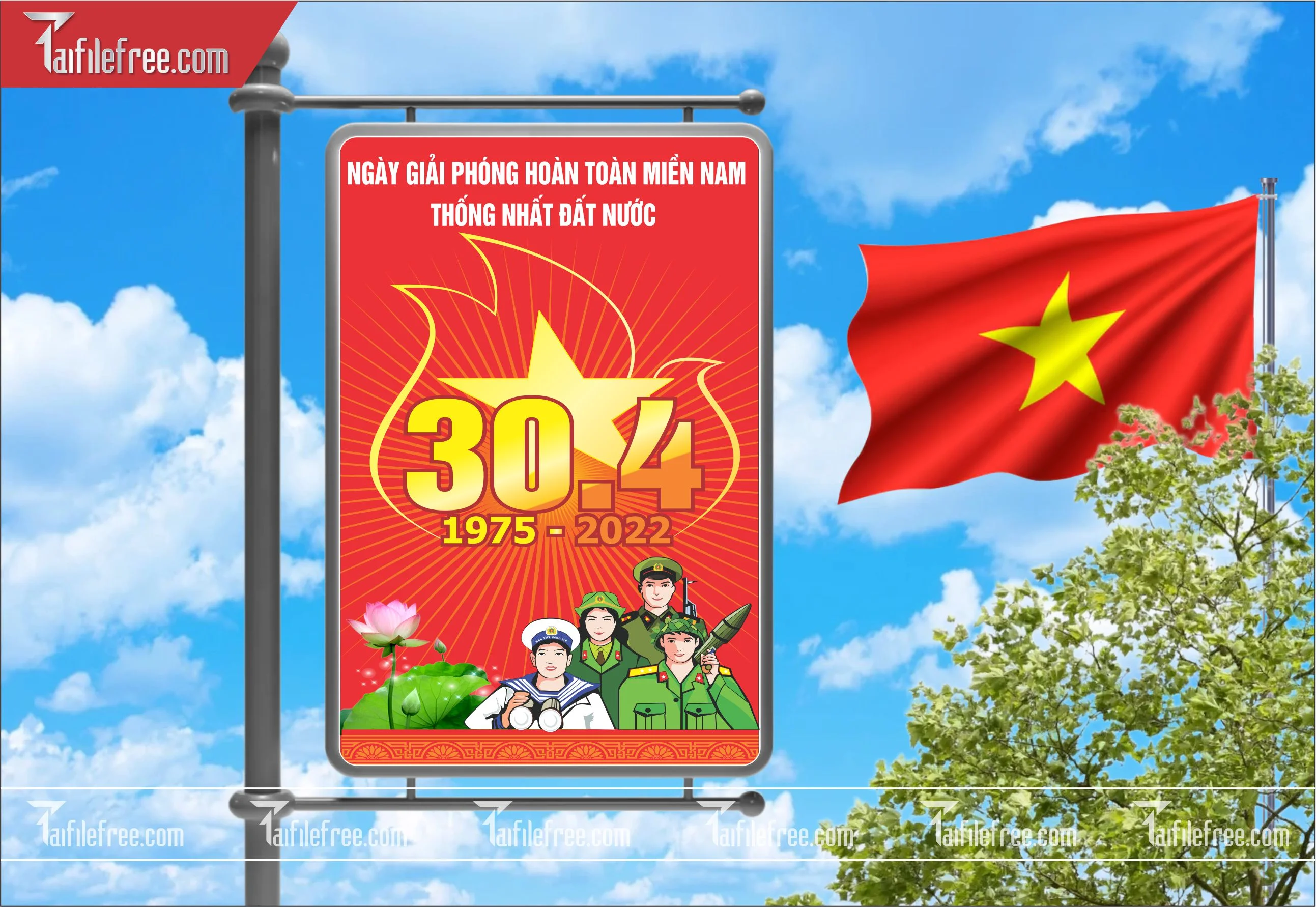 BANNER Trang Trí Giải Phóng Miền Nam 30/4 Vector_GN137