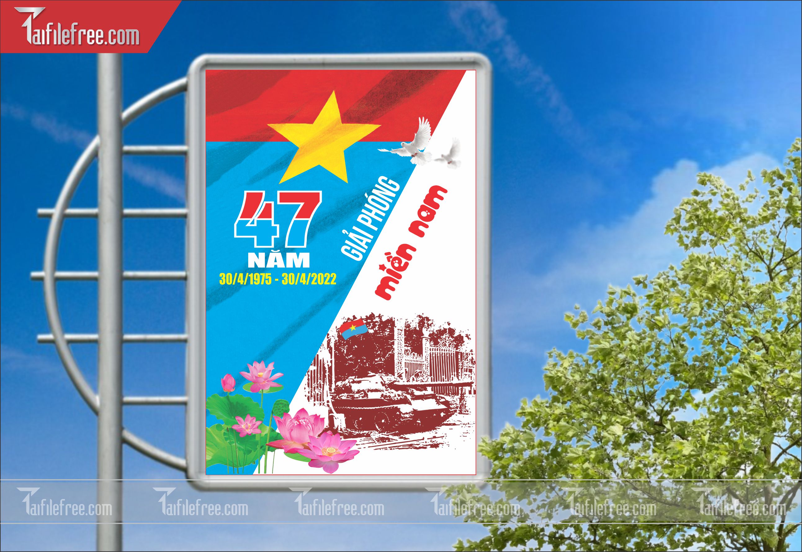 BANNER Trang Trí Giải Phóng Miền Nam 30/4 và Quốc Tế Lao Động 01/5 Vector_GN14