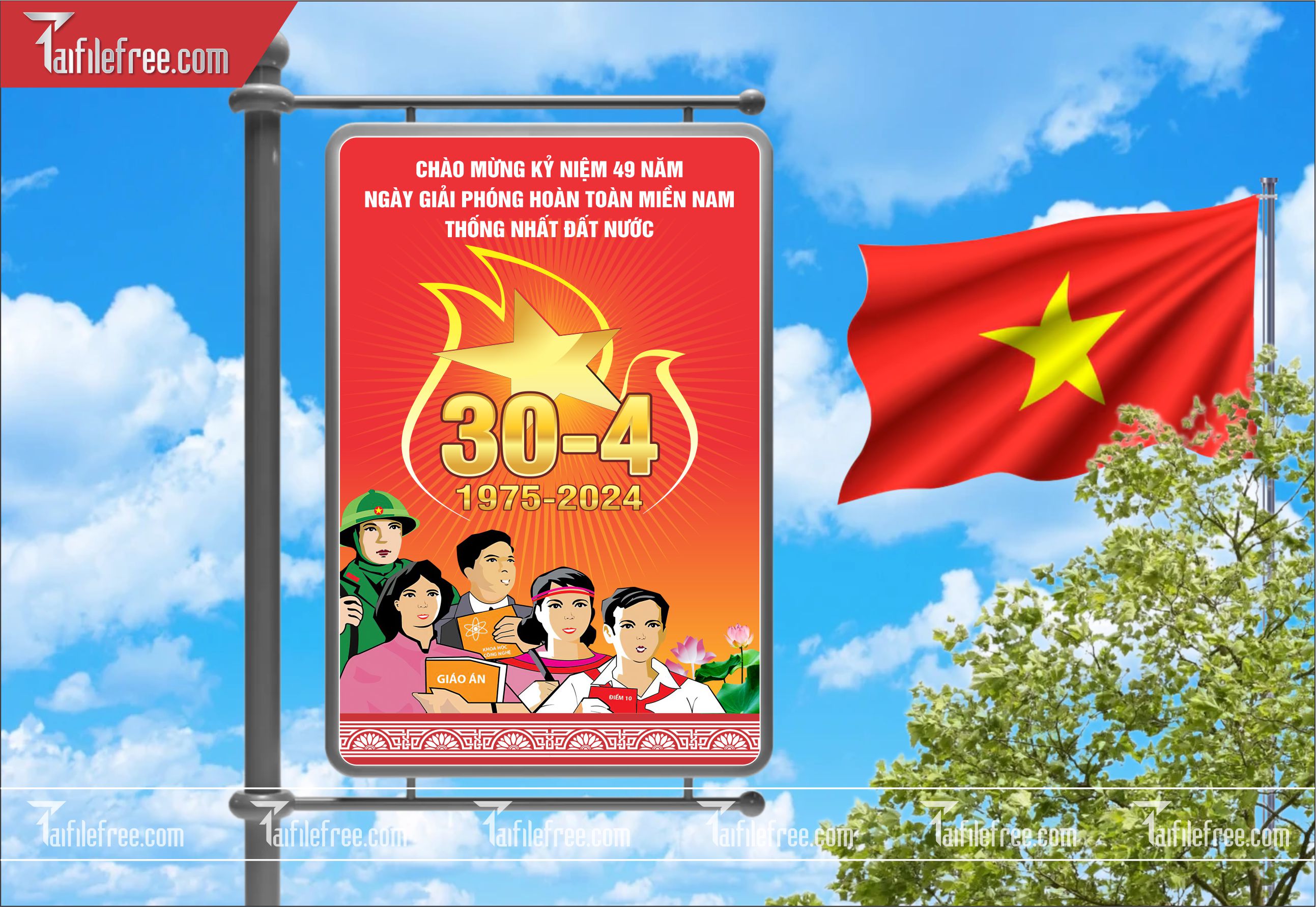 BANNER Trang Trí Giải Phóng Miền Nam 30/4 Vector_GN144