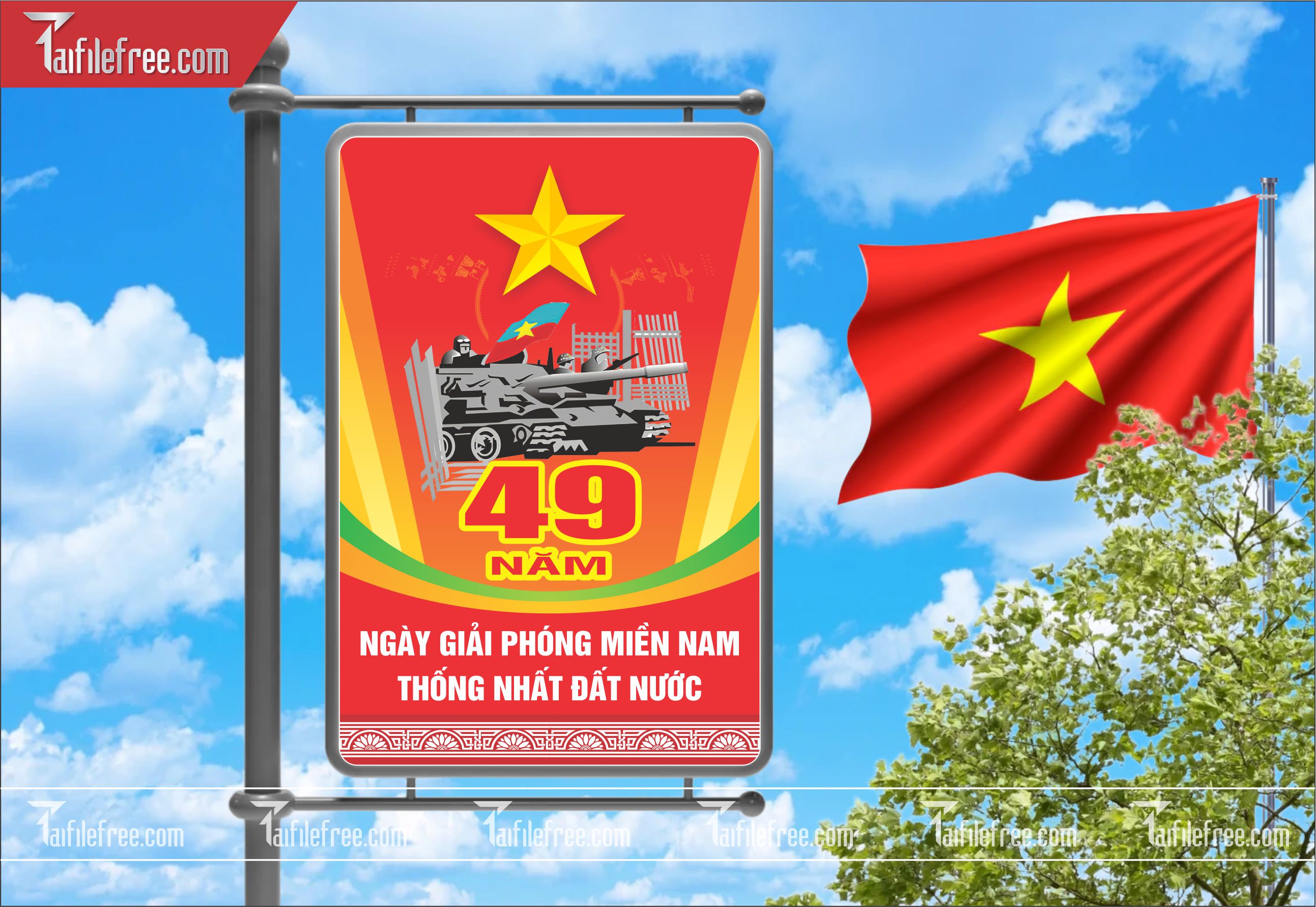 BANNER Trang Trí Giải Phóng Miền Nam 30/4 Vector_GN149