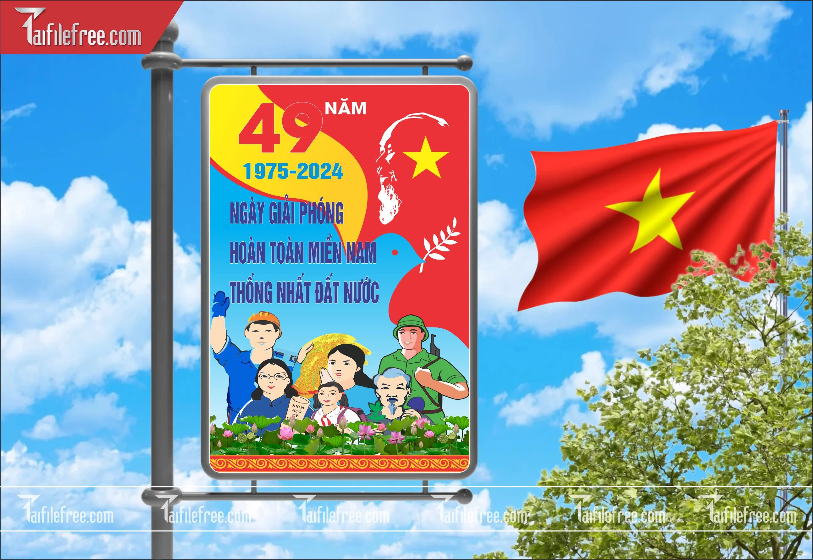 BANNER Trang Trí Giải Phóng Miền Nam 30/4 Vector_GN150