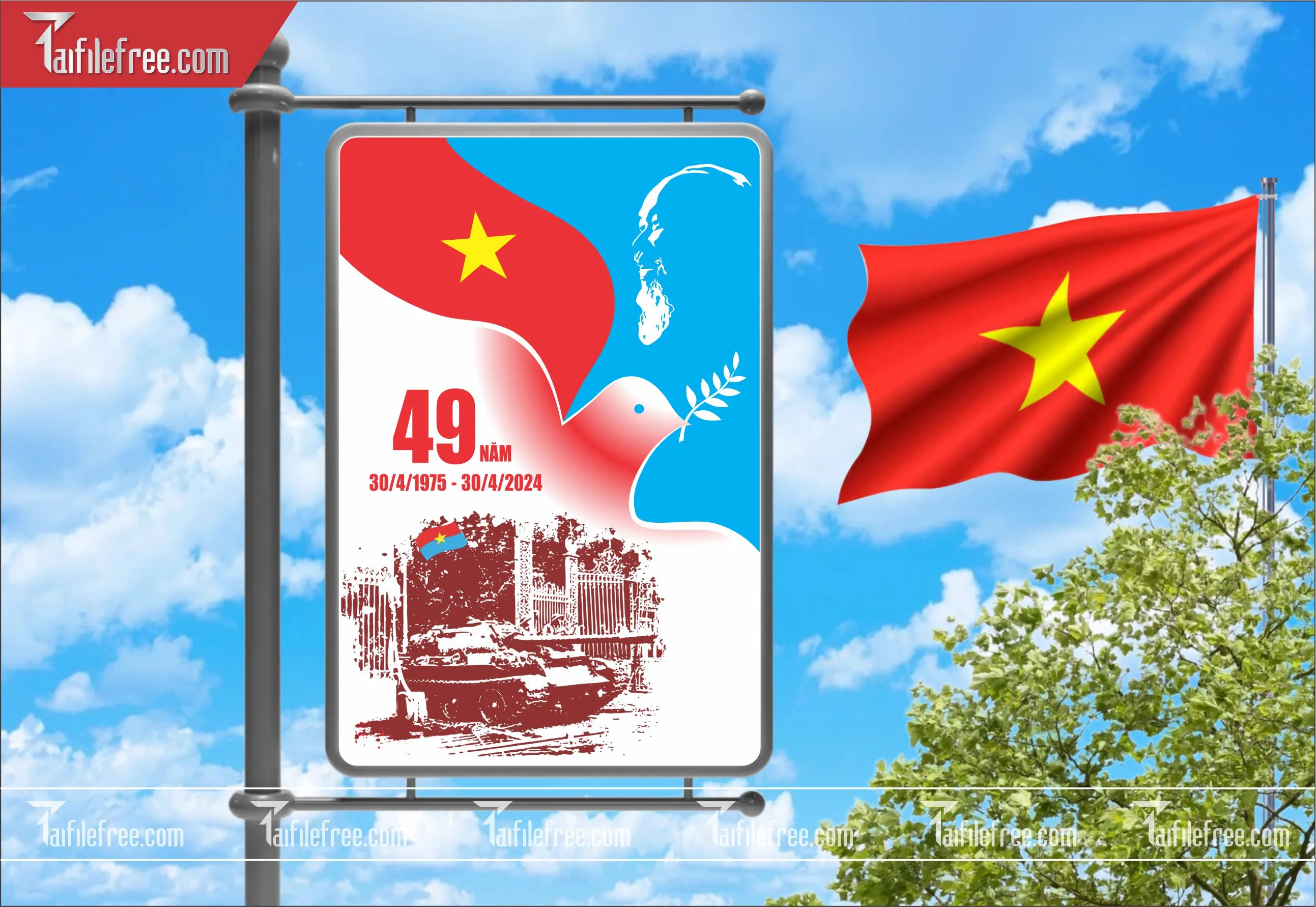 BANNER Trang Trí Giải Phóng Miền Nam 30/4 Vector_GN157