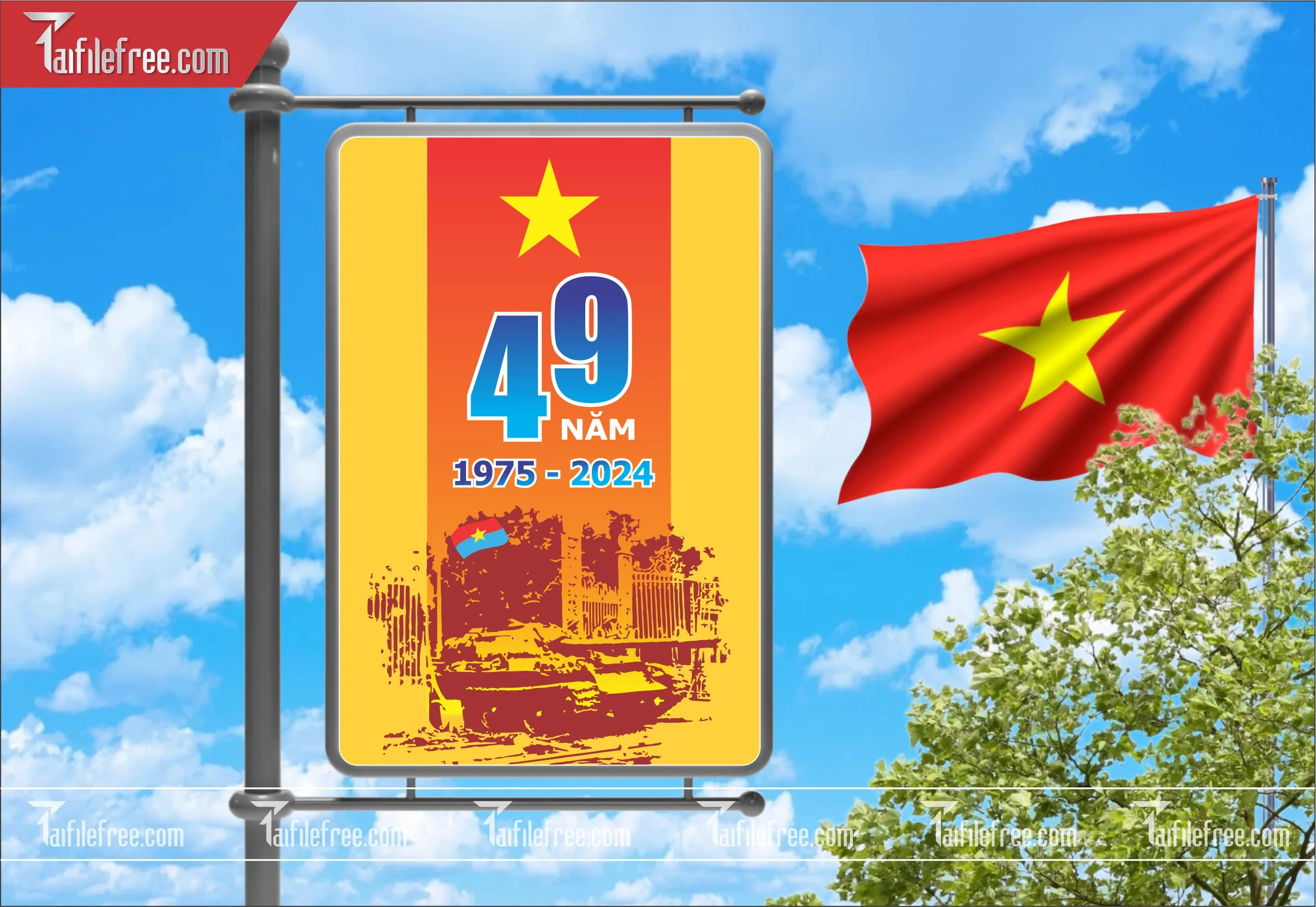 BANNER Trang Trí Giải Phóng Miền Nam 30/4 Vector_GN158