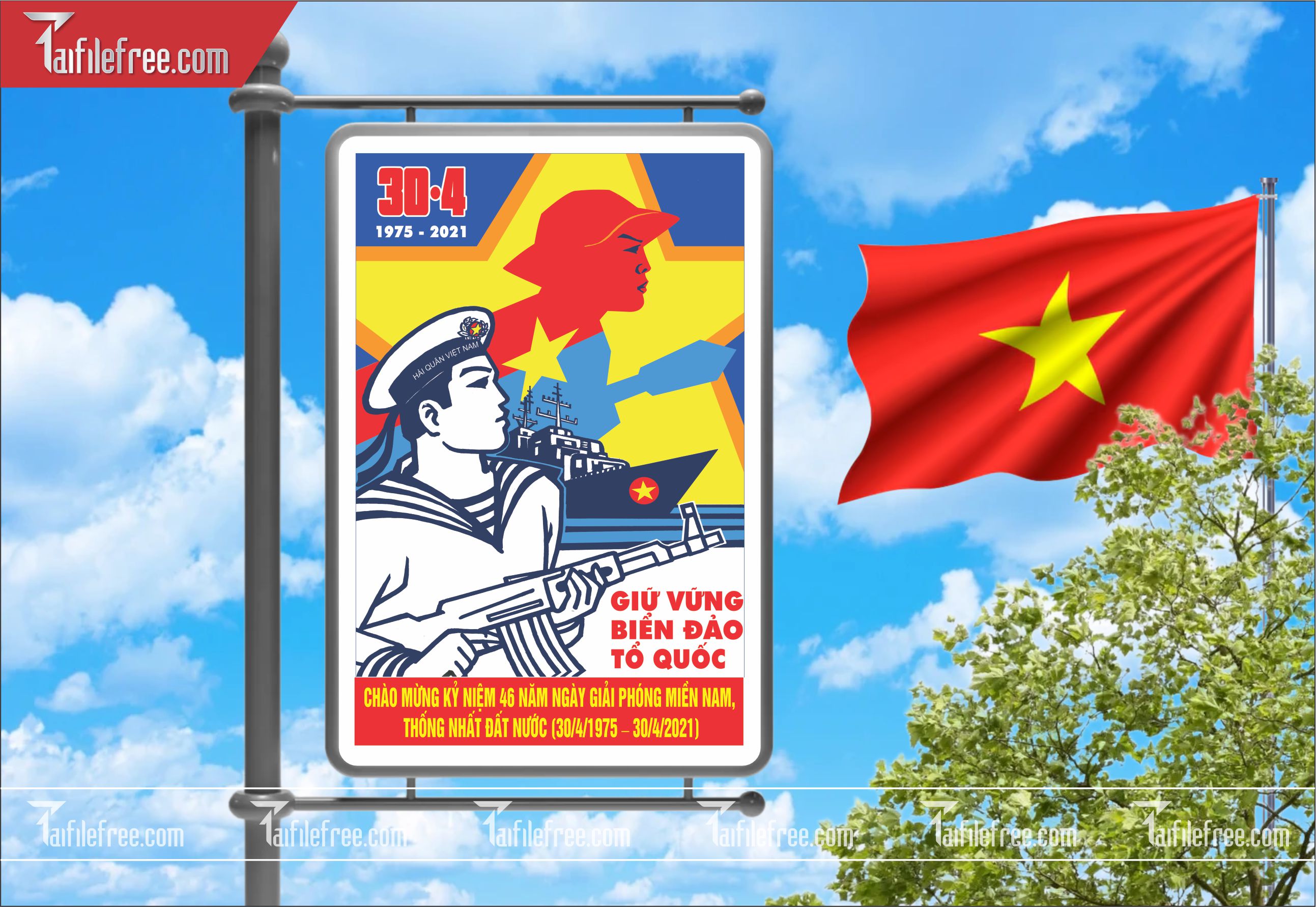 BANNER Trang Trí Giải Phóng Miền Nam 30/4 Vector_GN159