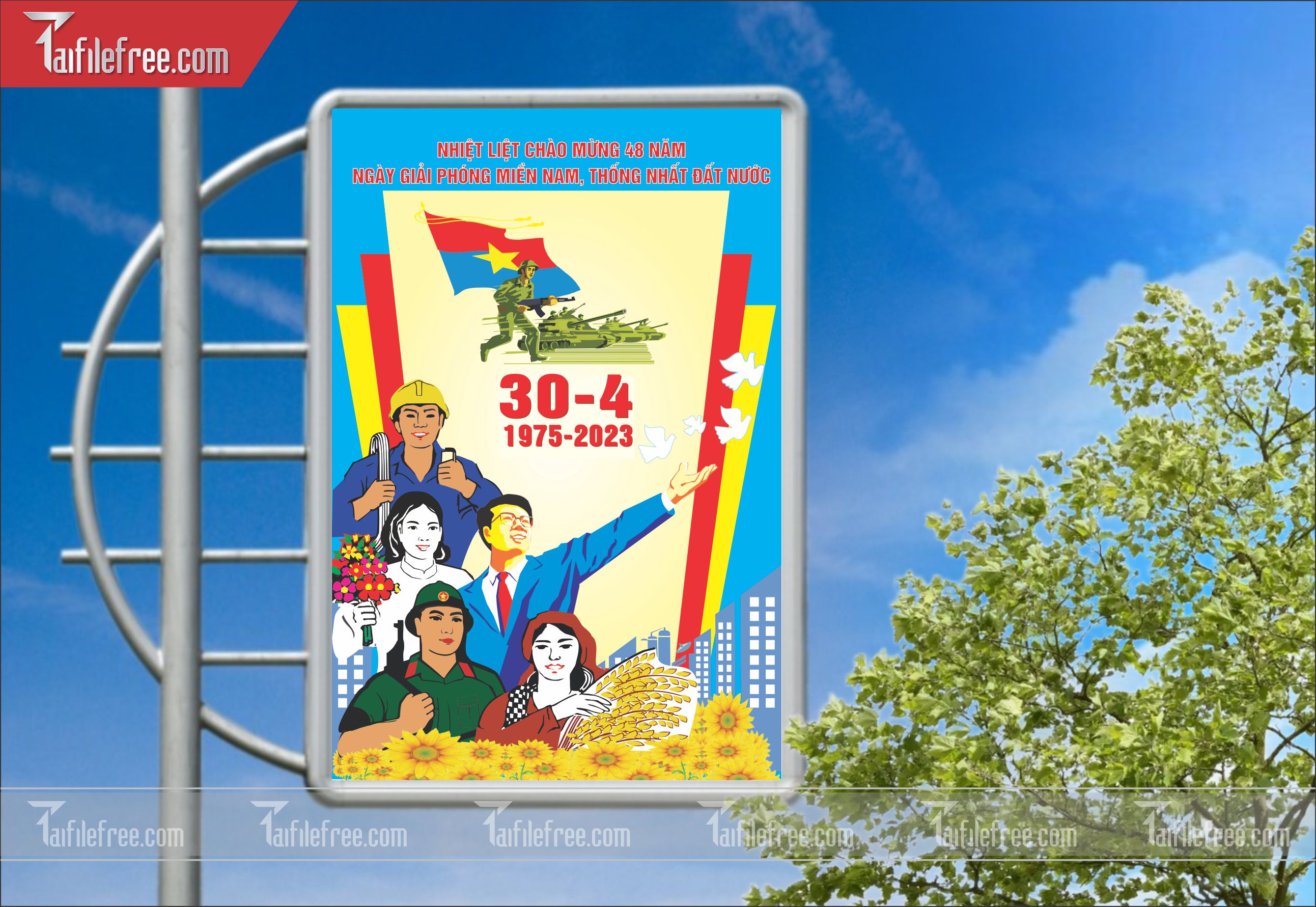 BANNER Trang Trí Giải Phóng Miền Nam 30/4 và Quốc Tế Lao Động 01/5 Vector_GN16