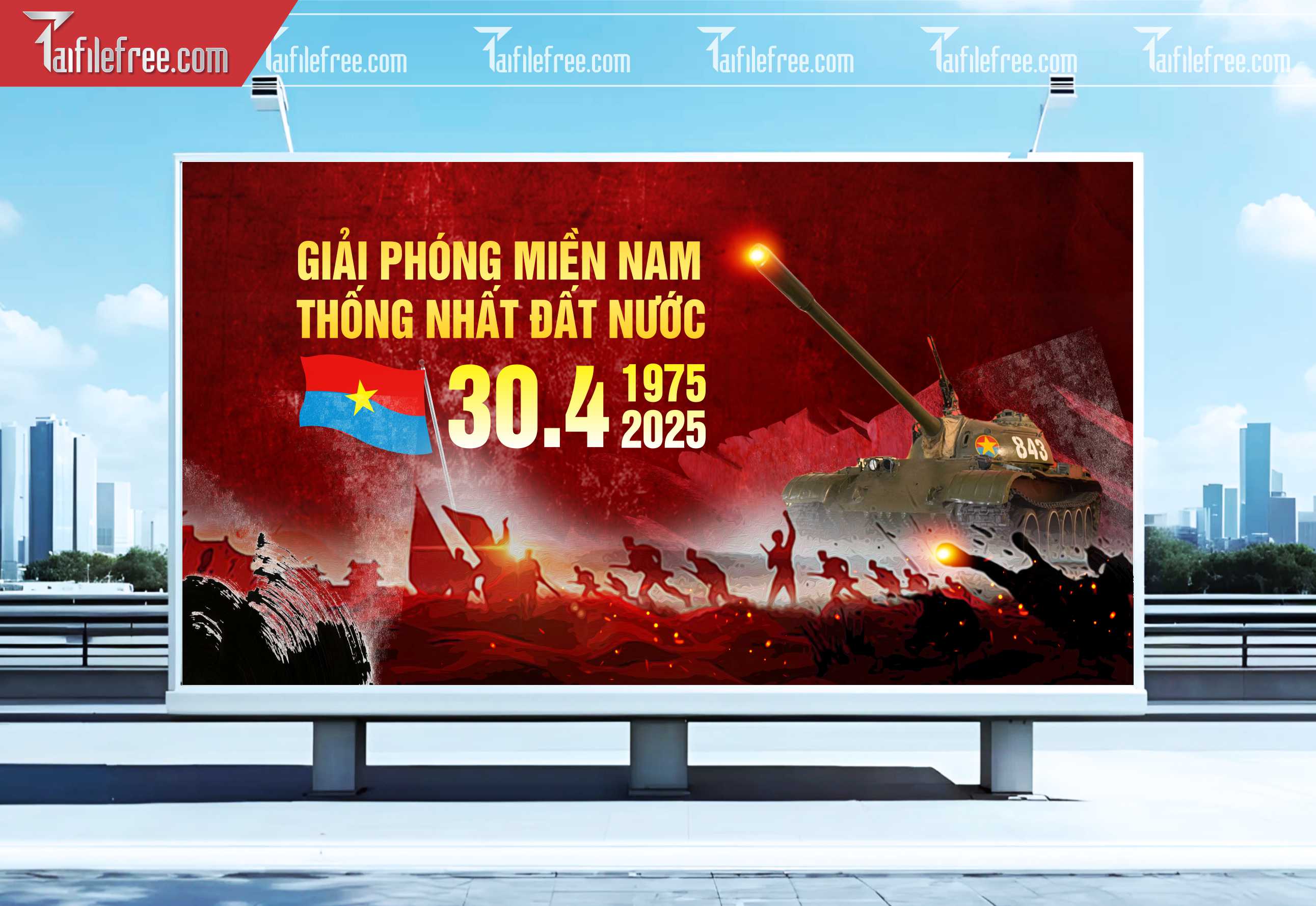 Pano Trang Trí Giải Phóng Miền Nam 30/4 Vector_GN162