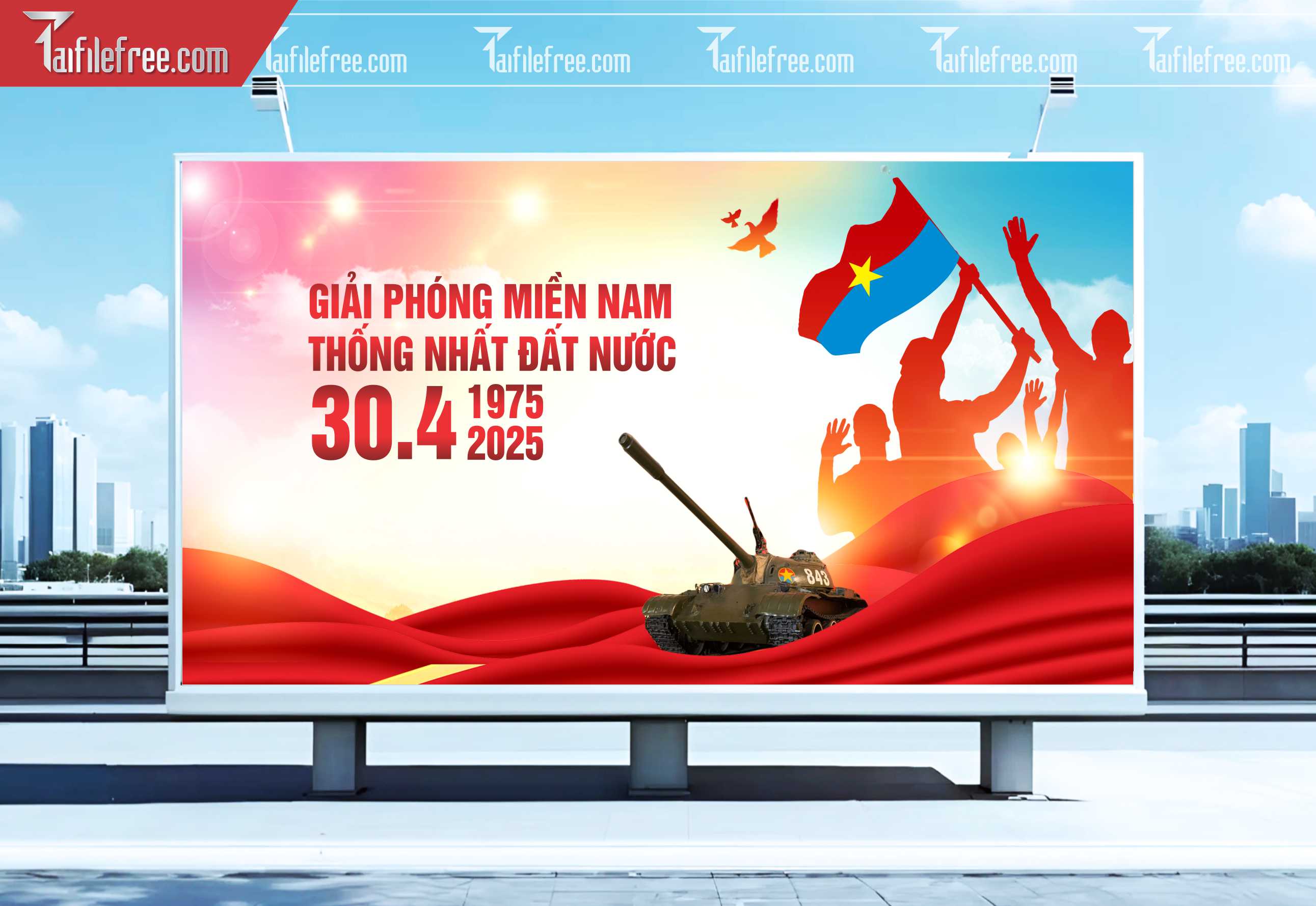 Pano Trang Trí Giải Phóng Miền Nam 30/4 Vector_GN163