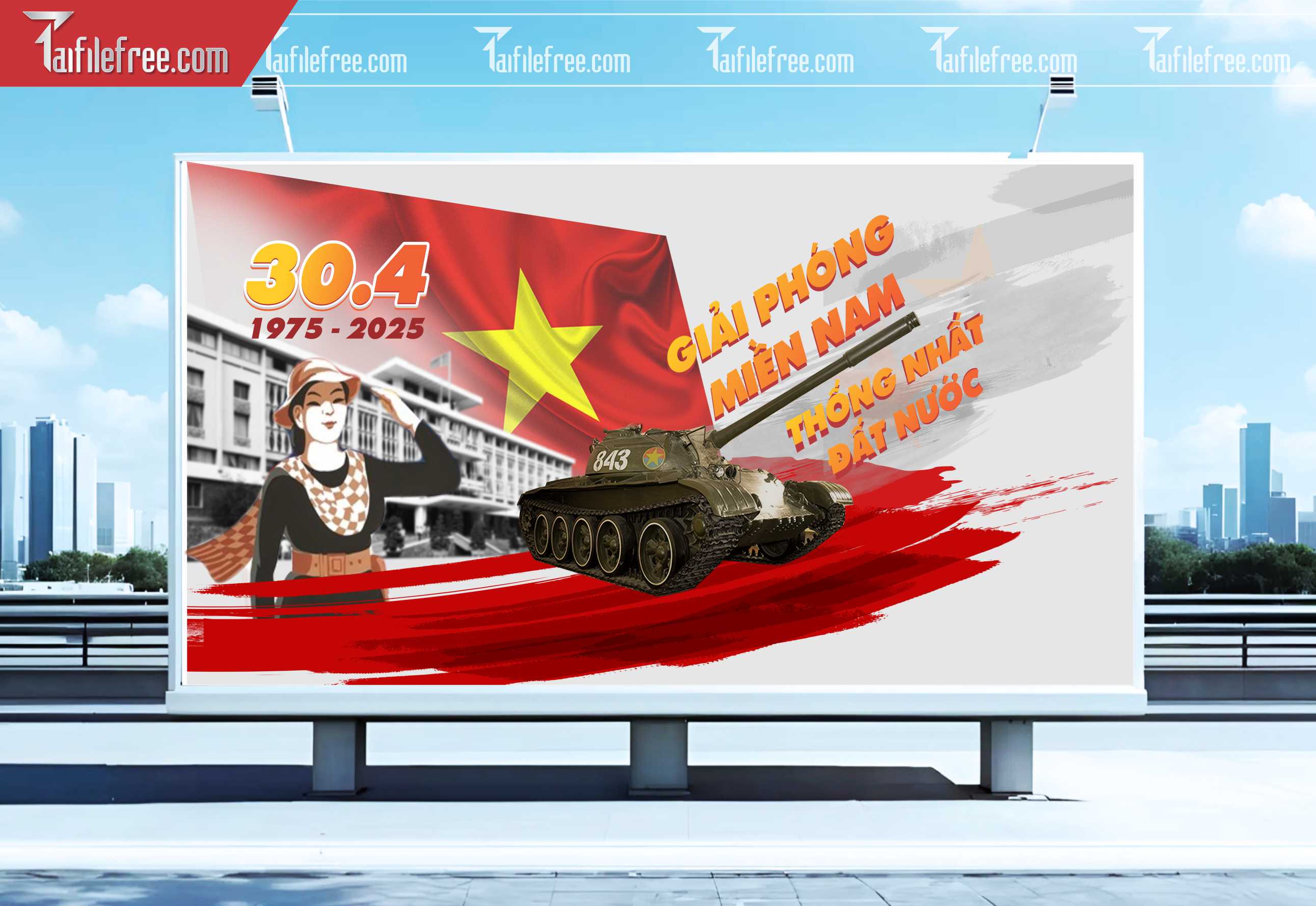 Pano Trang Trí Giải Phóng Miền Nam 30/4 Vector_GN164