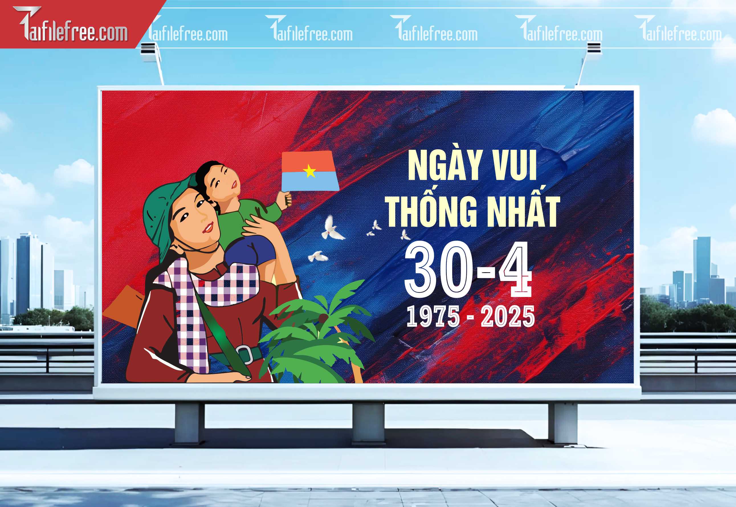Pano Trang Trí Giải Phóng Miền Nam 30/4 Vector_GN165