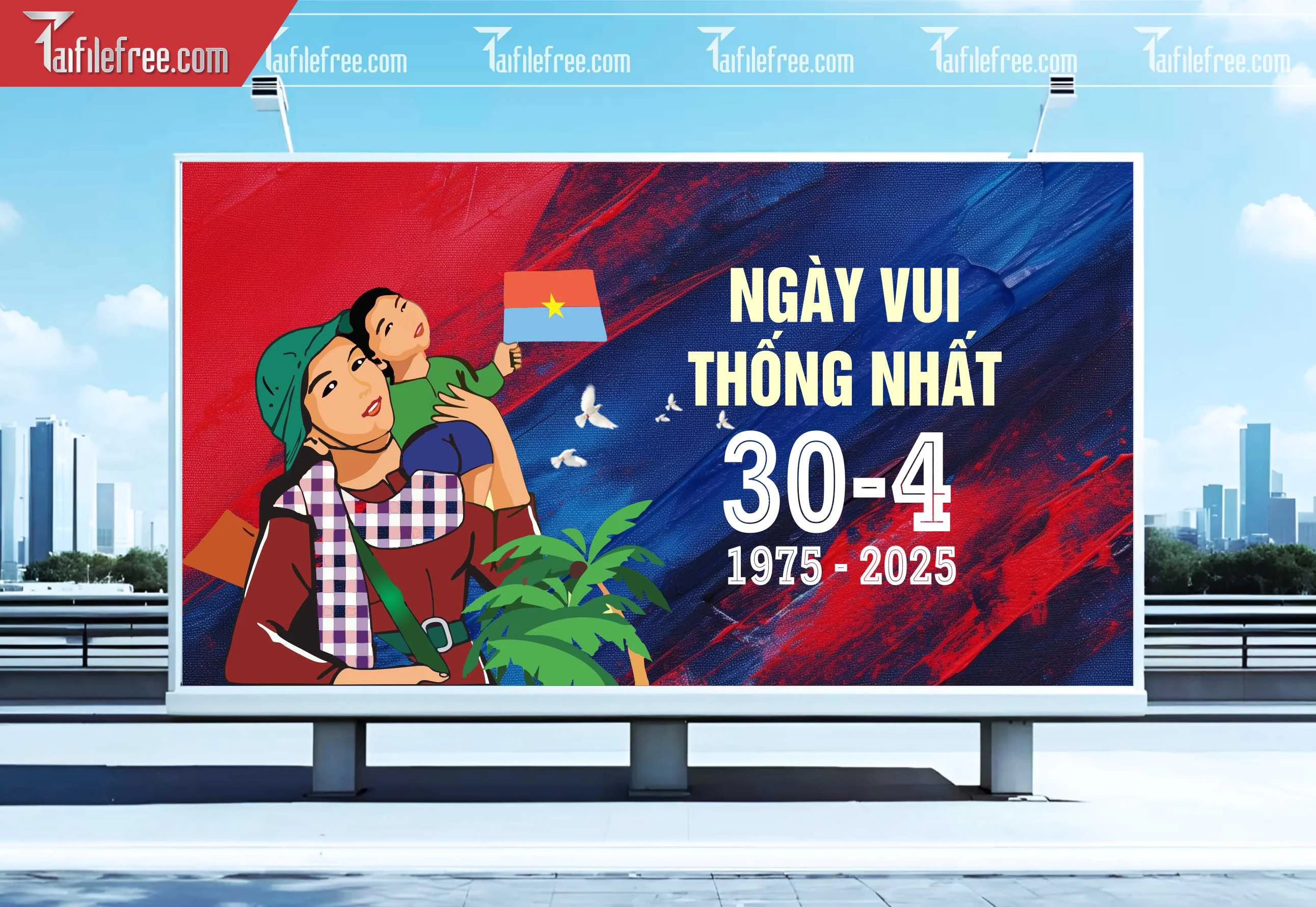 Pano Trang Trí Giải Phóng Miền Nam 30/4 Vector_GN165