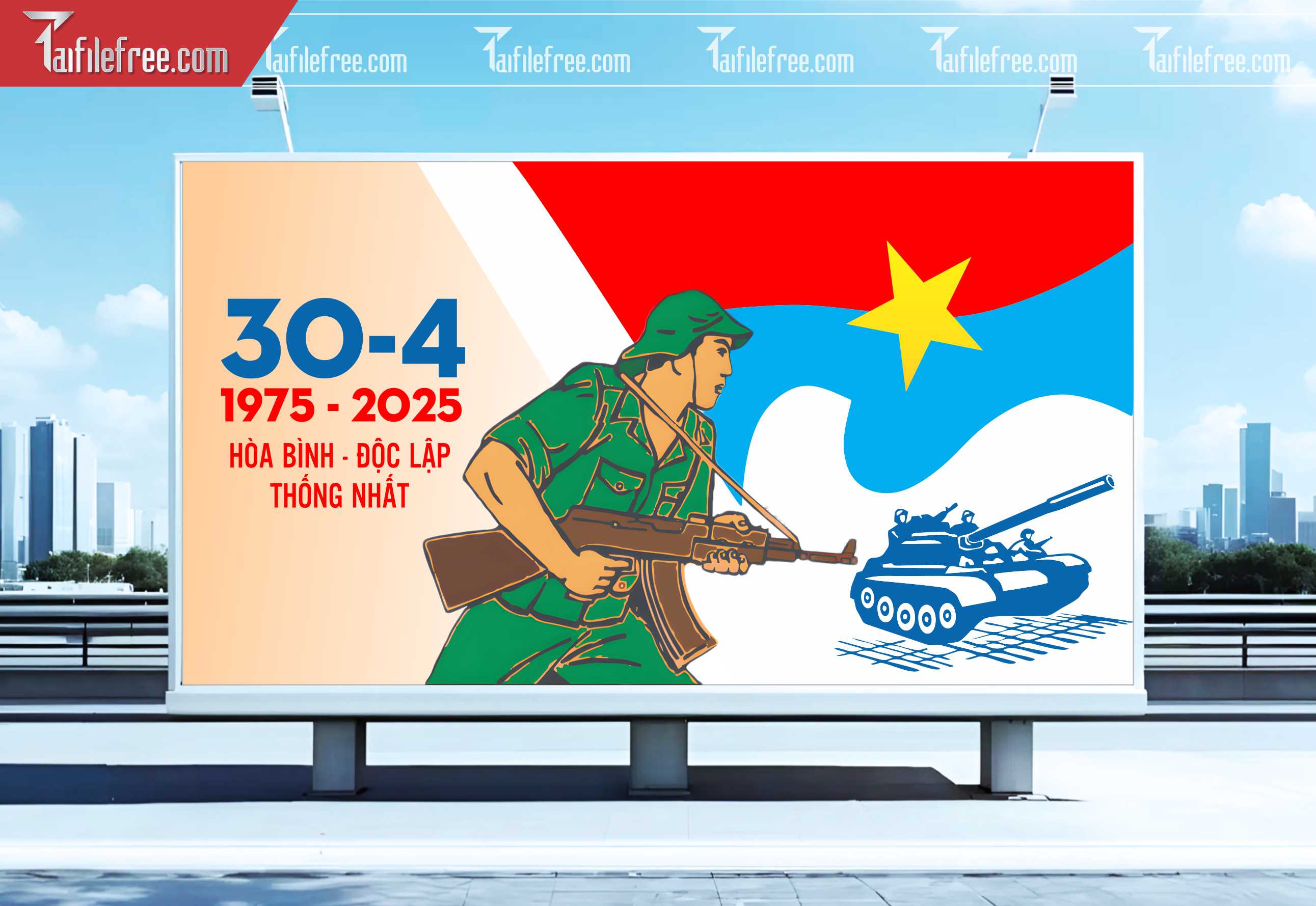 Pano Trang Trí Giải Phóng Miền Nam 30/4 Vector_GN166